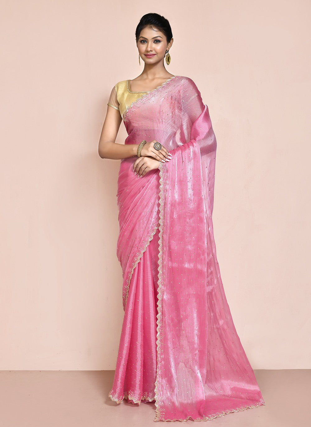 Contemporary Hand Embroidery Organza Saree - S9227