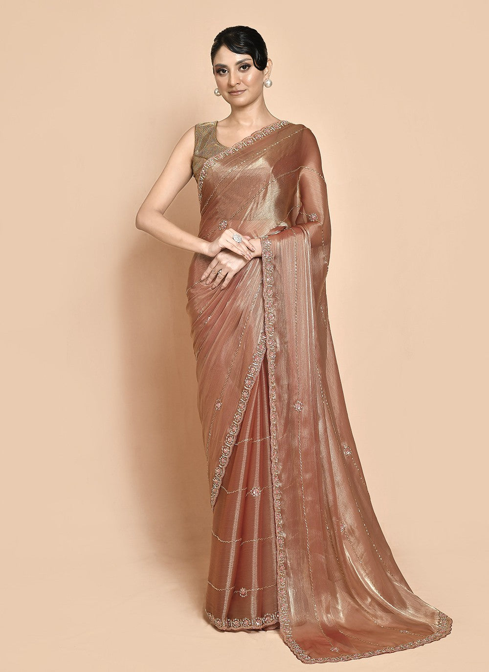 Classic Hand Embroidery Jimmy Chu Saree - S9269