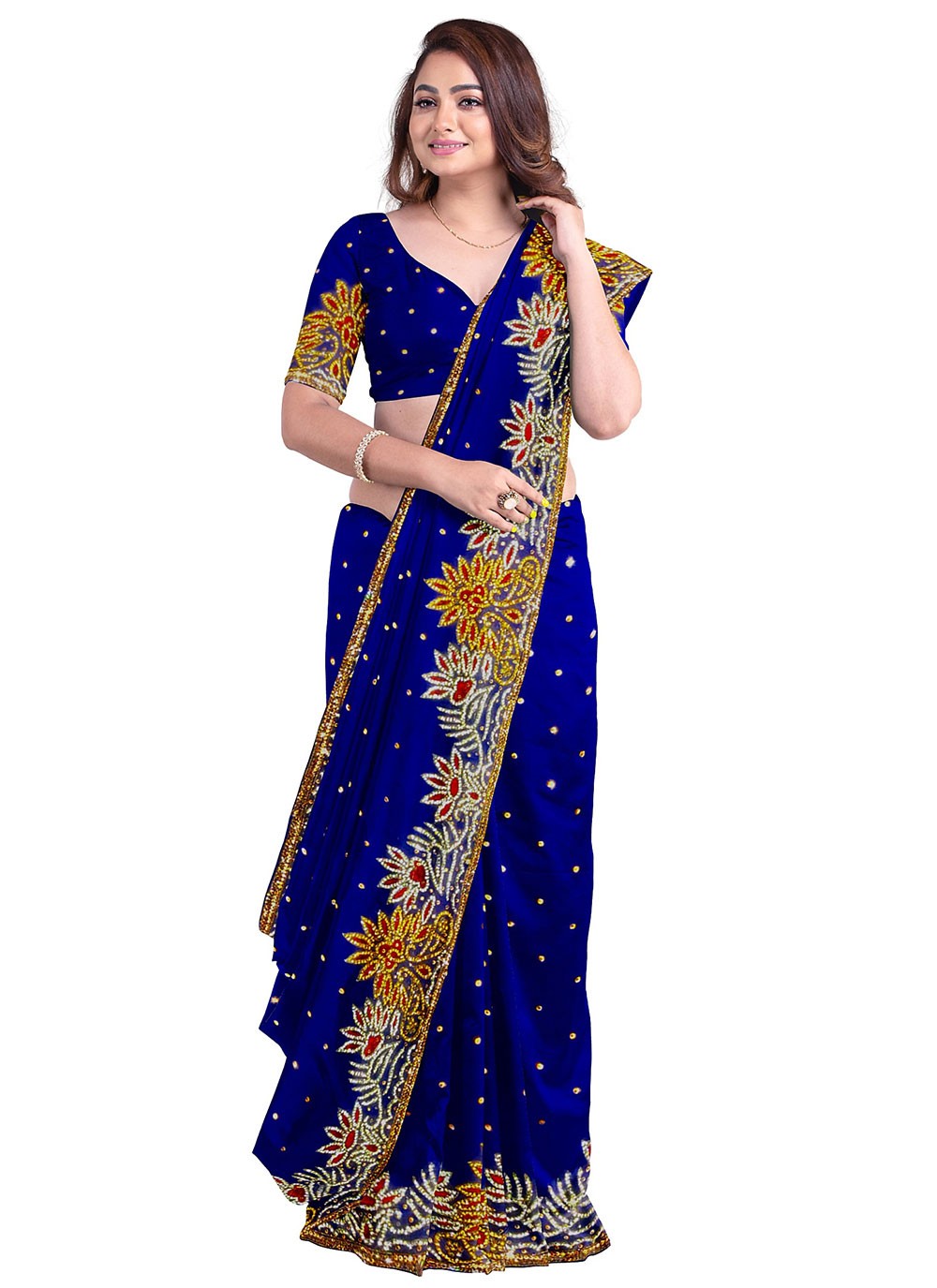 Classic Hand Embroidery Kanjivaram Silk Saree - S0803