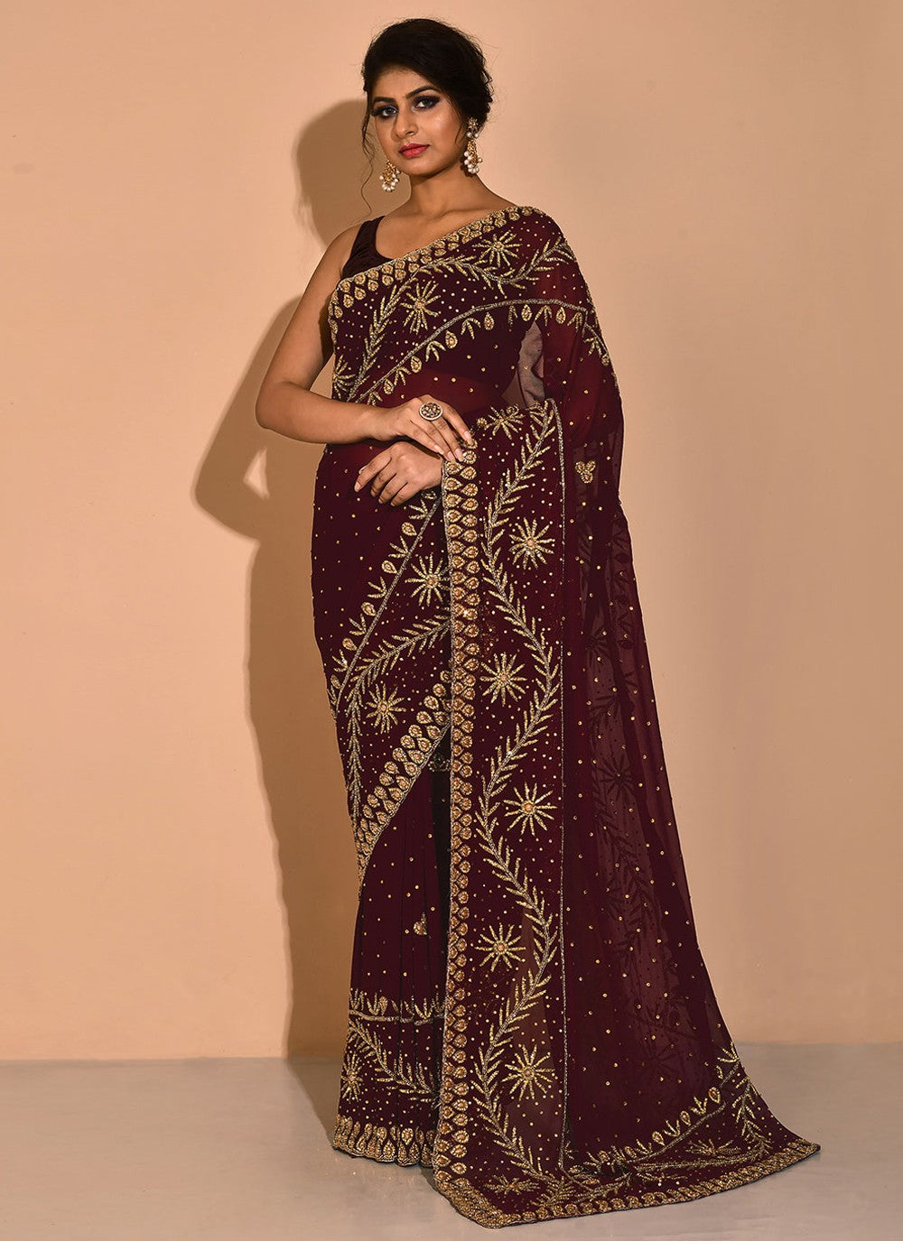 Trendy Embroidered Kanchipuram Silk Saree - S1707