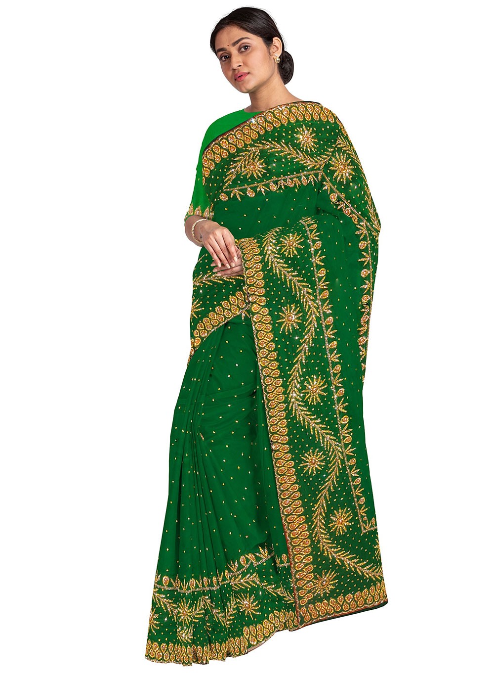 Classic Hand Embroidery Kanjivaram Silk Saree - S0803