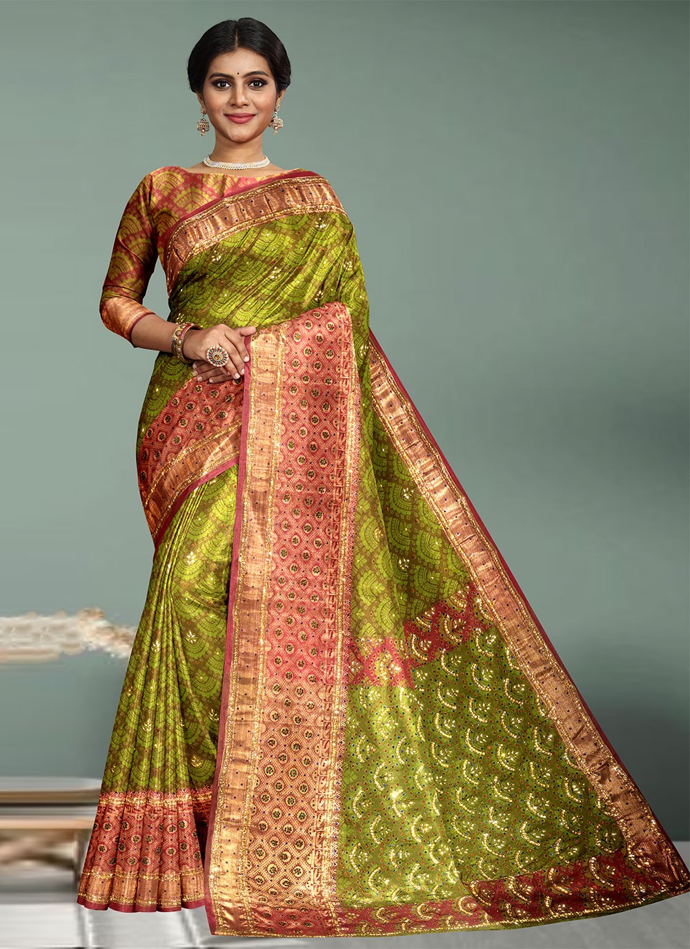 Classic Hand Embroidery Georgette Saree - S1972