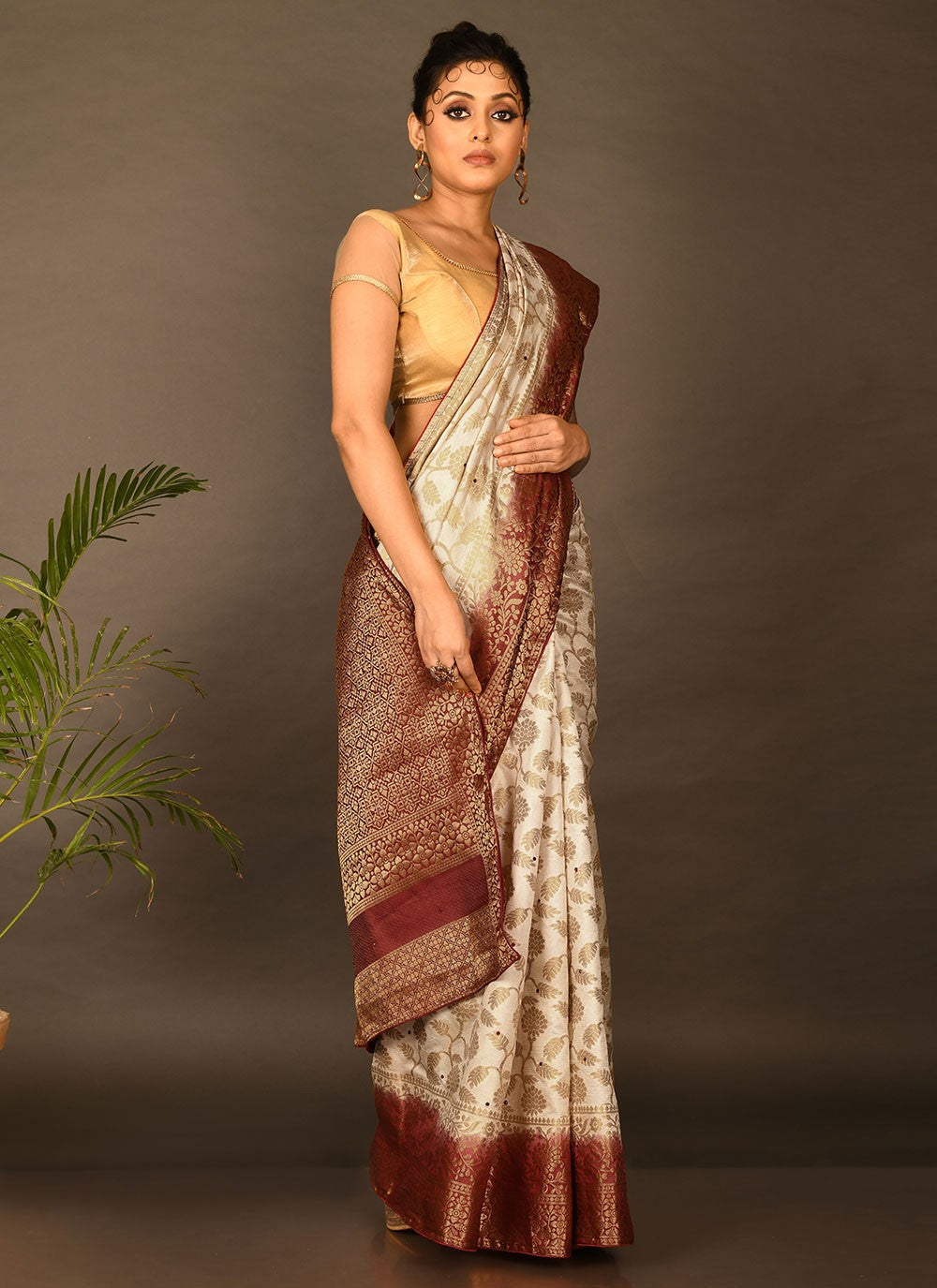 Trendy Embroidered Kanchipuram Silk Saree - S1707