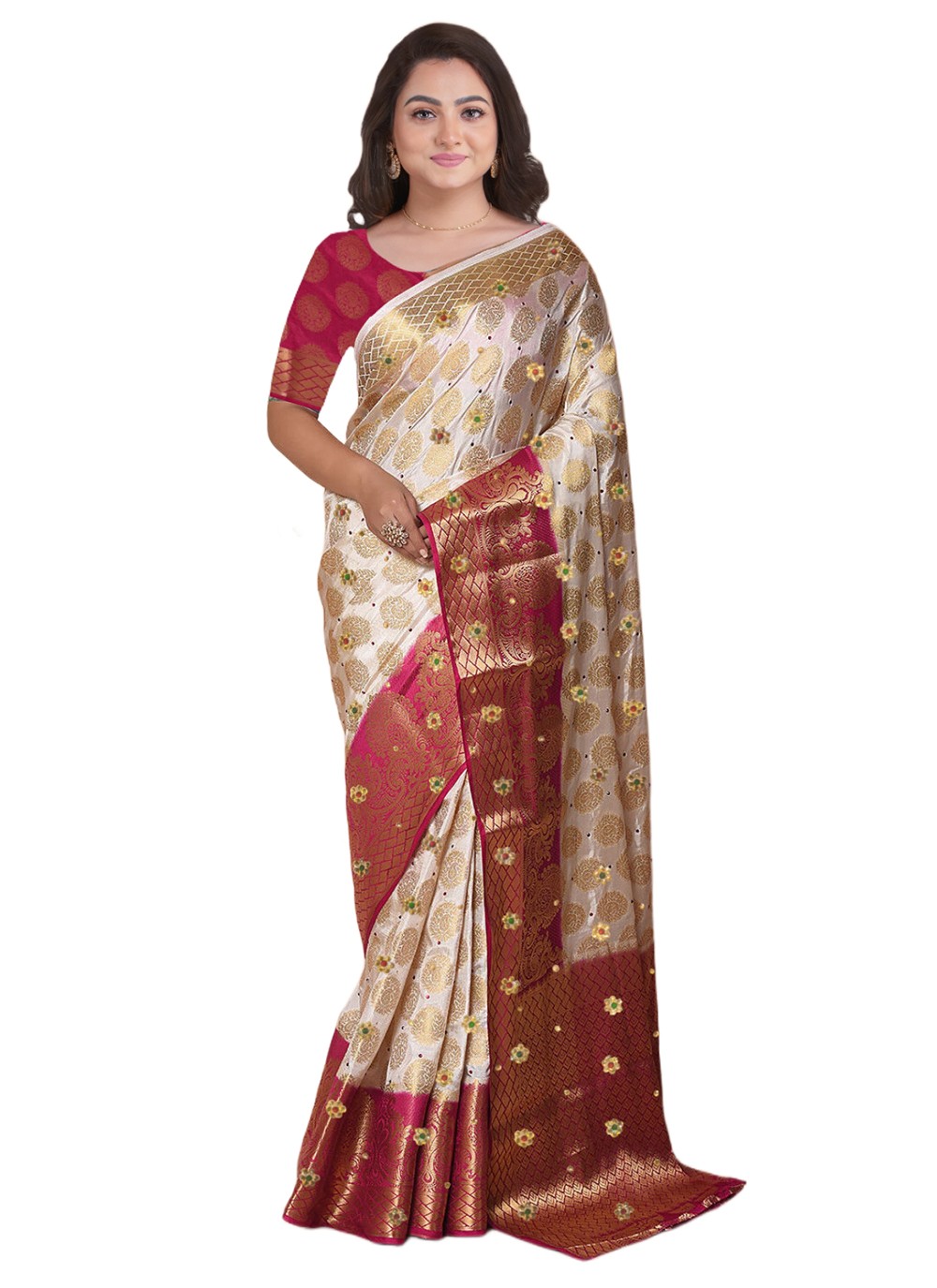 Contemporary Embroidered Kanjivaram Silk Saree - S4602