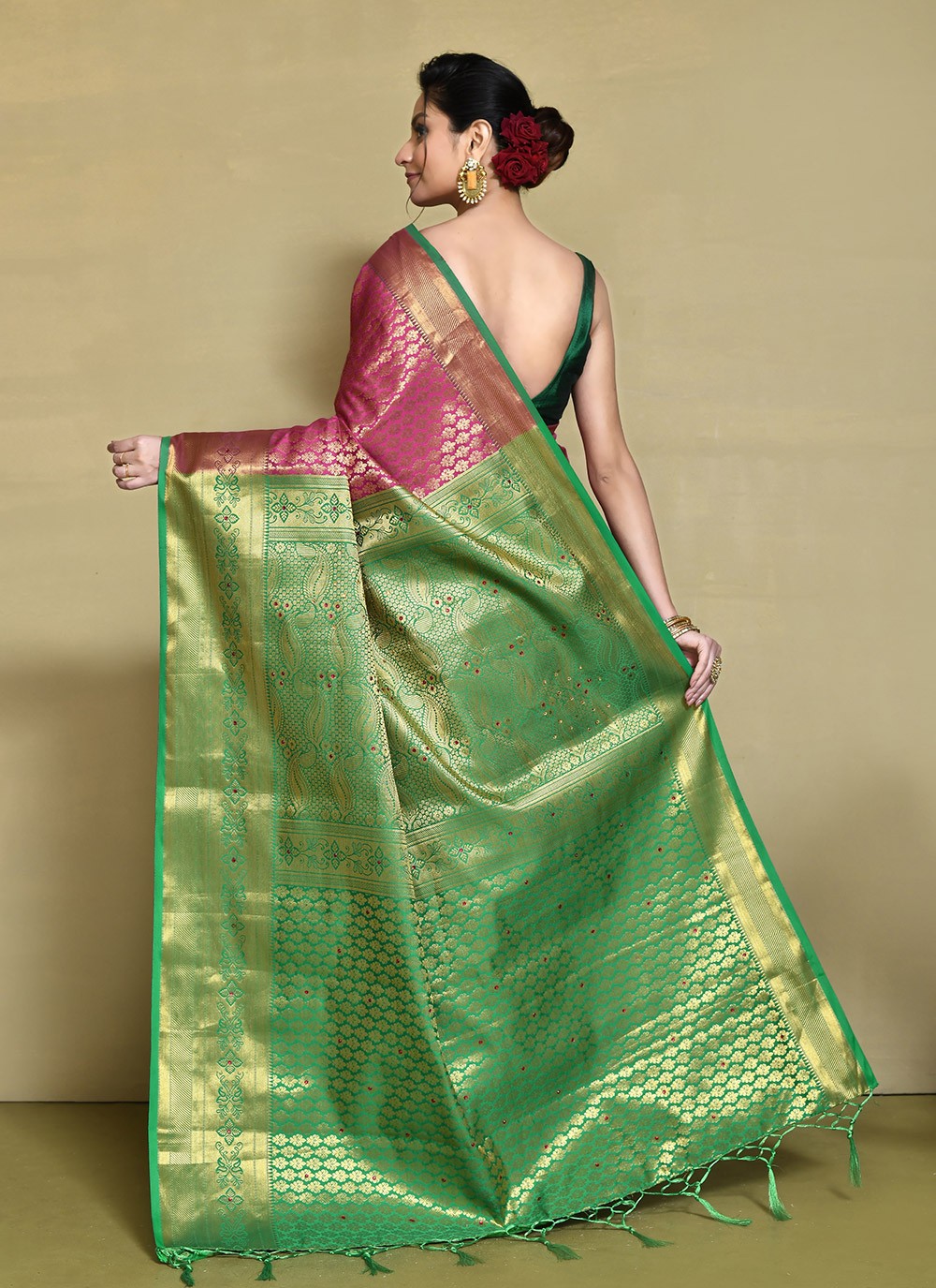 Contemporary Hand Embroidery Organza Saree - S9227