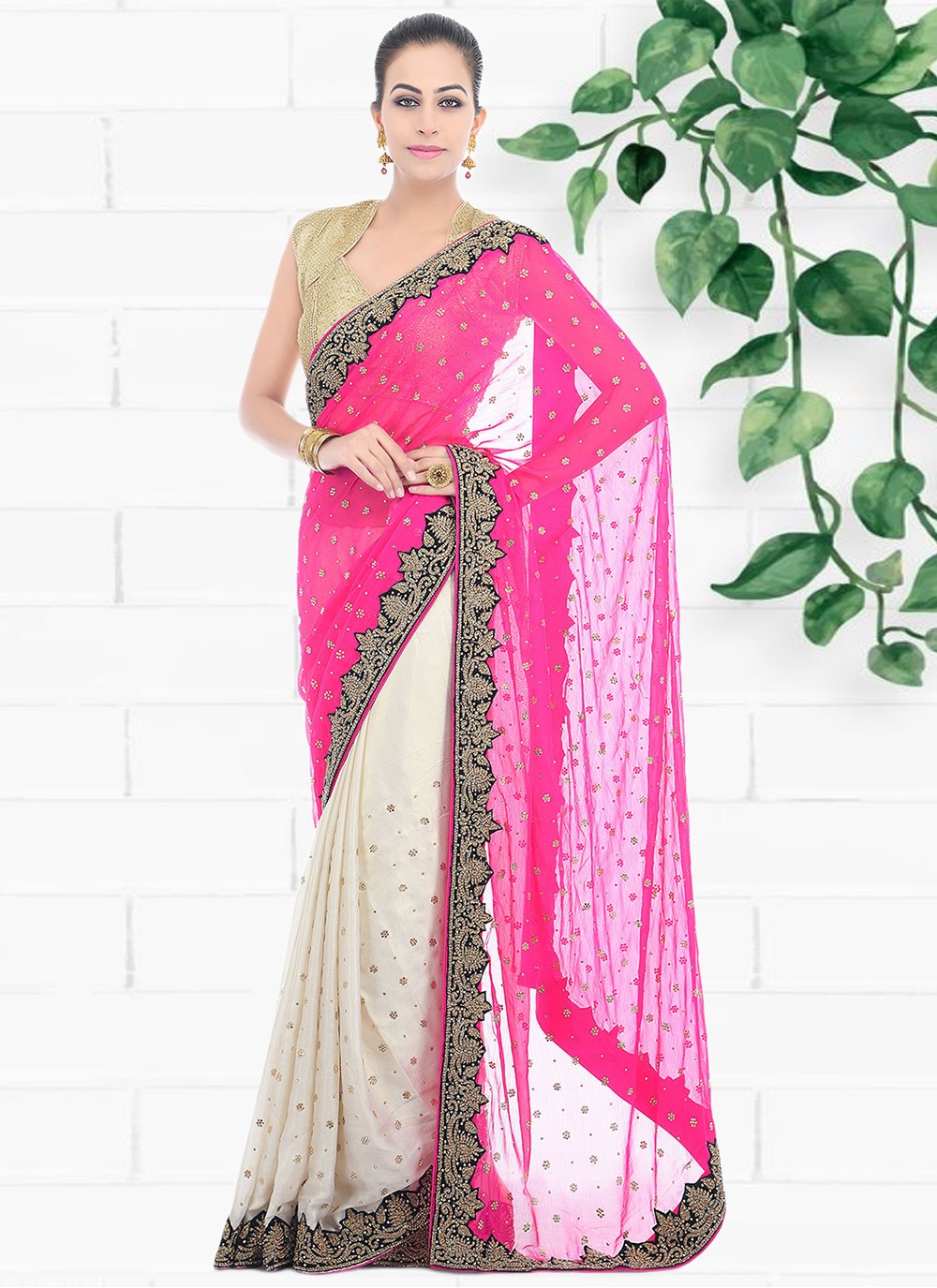 Classic Hand Embroidery Georgette Saree - S1972