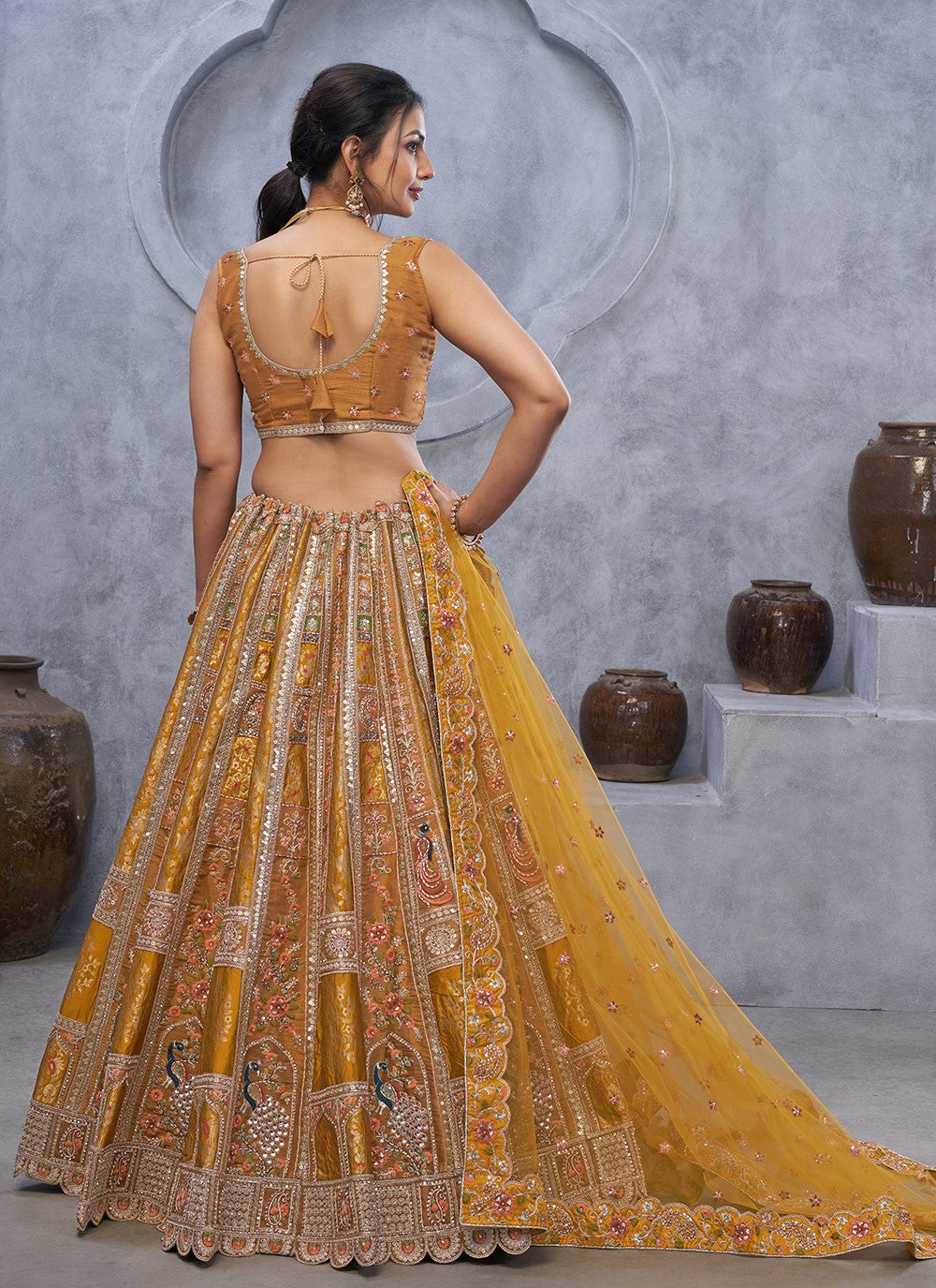 Embroidered Net Lehenga - L3176