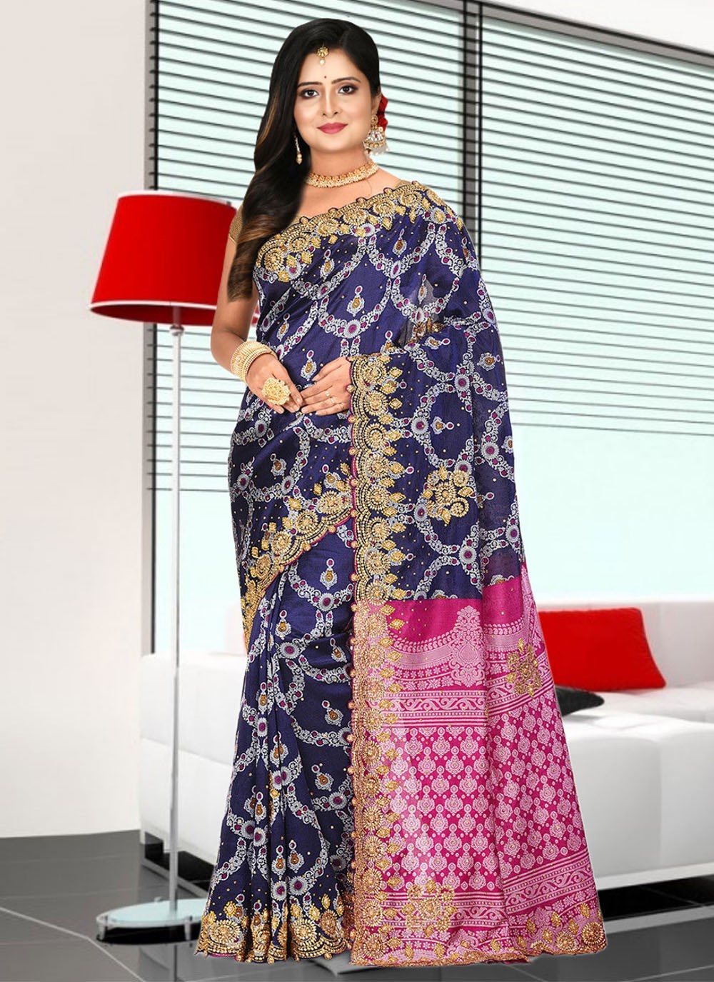 Trendy Hand Embroidery Georgette Saree - S1806