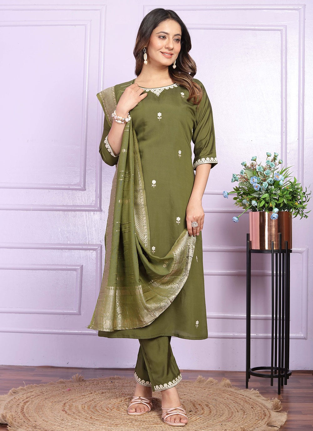 Muslin, Viscose Salwar Suit - T2838