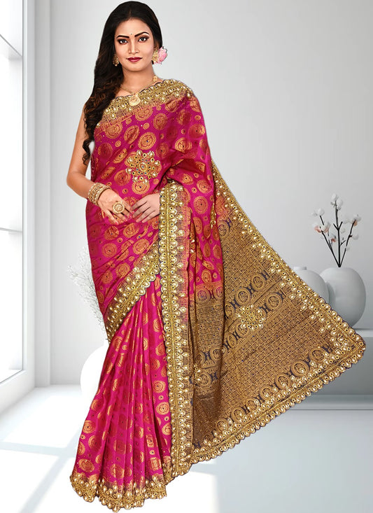 Contemporary Embroidered Kanjivaram Silk Saree - S4602