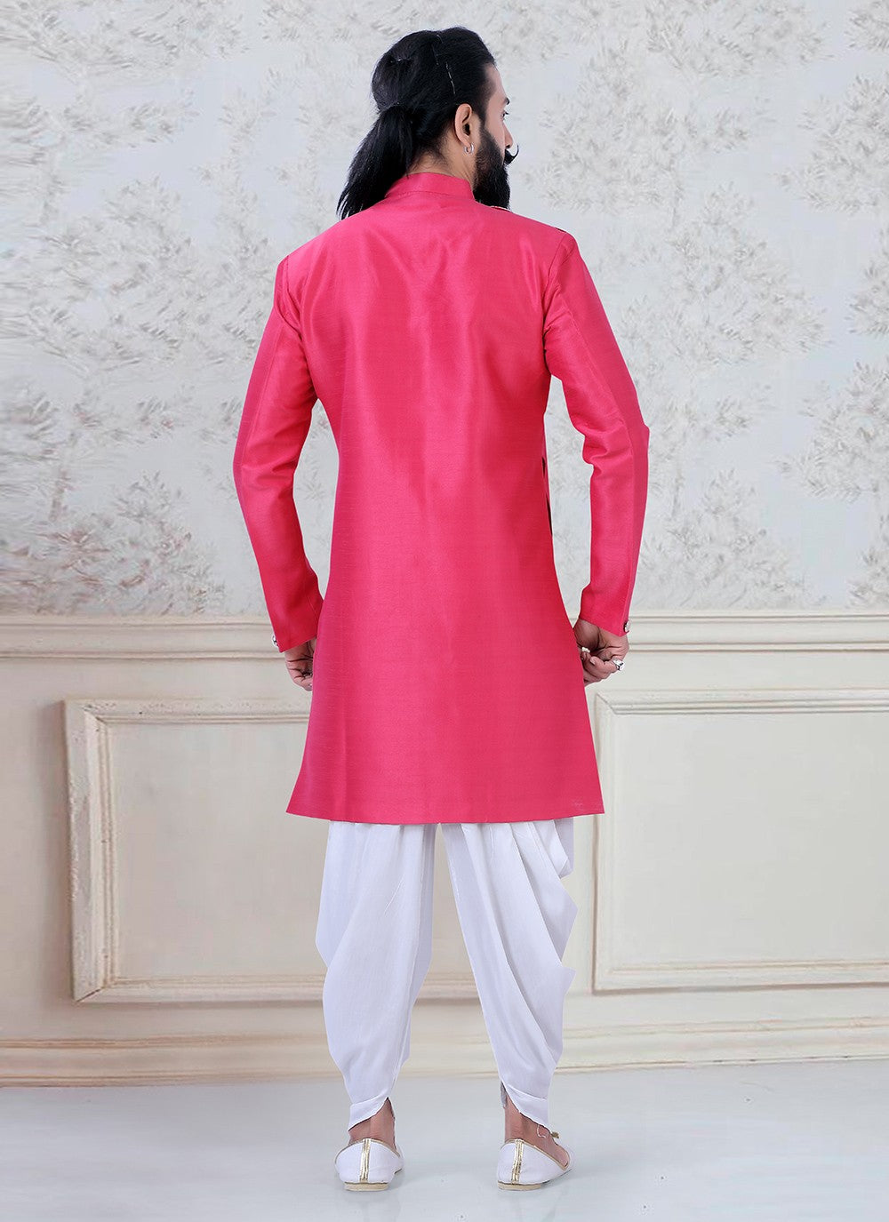 Printed Silk Hot Pink Dhoti Kurta - M3103