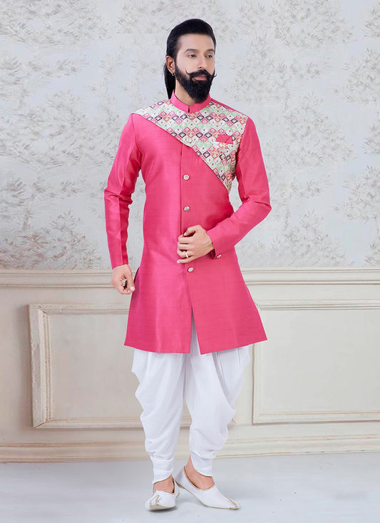 Printed Silk Hot Pink Dhoti Kurta - M3103