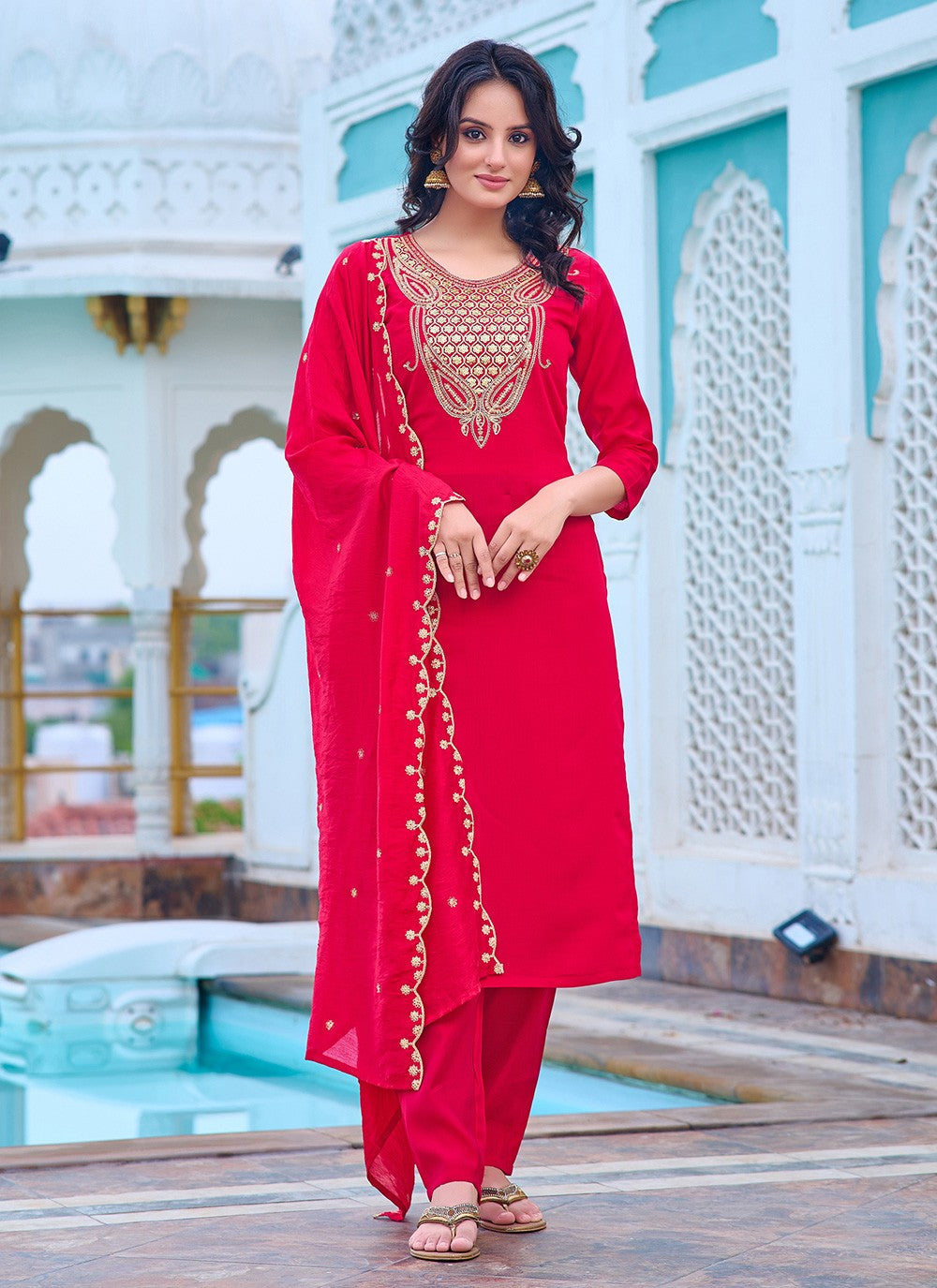 Chanderi Salwar Suit - T3064