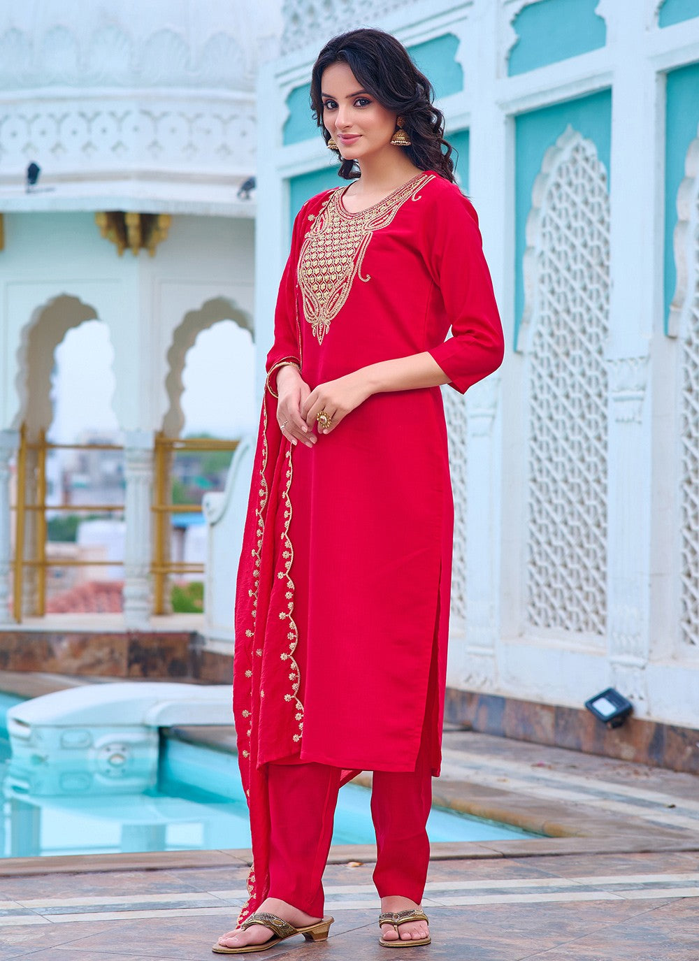 Chanderi Salwar Suit - T3064