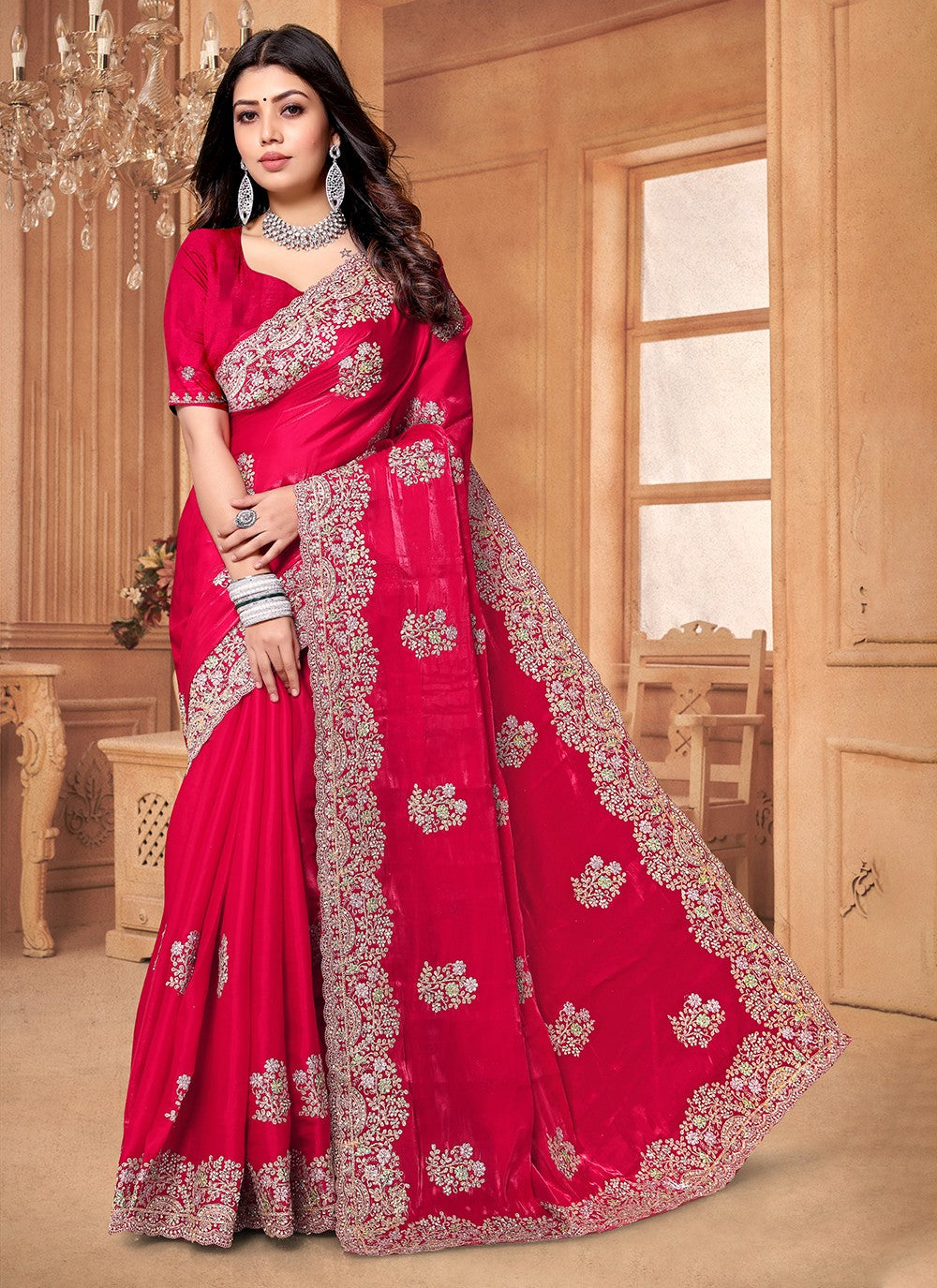 Trendy Cord Crepe Silk Saree - S5366