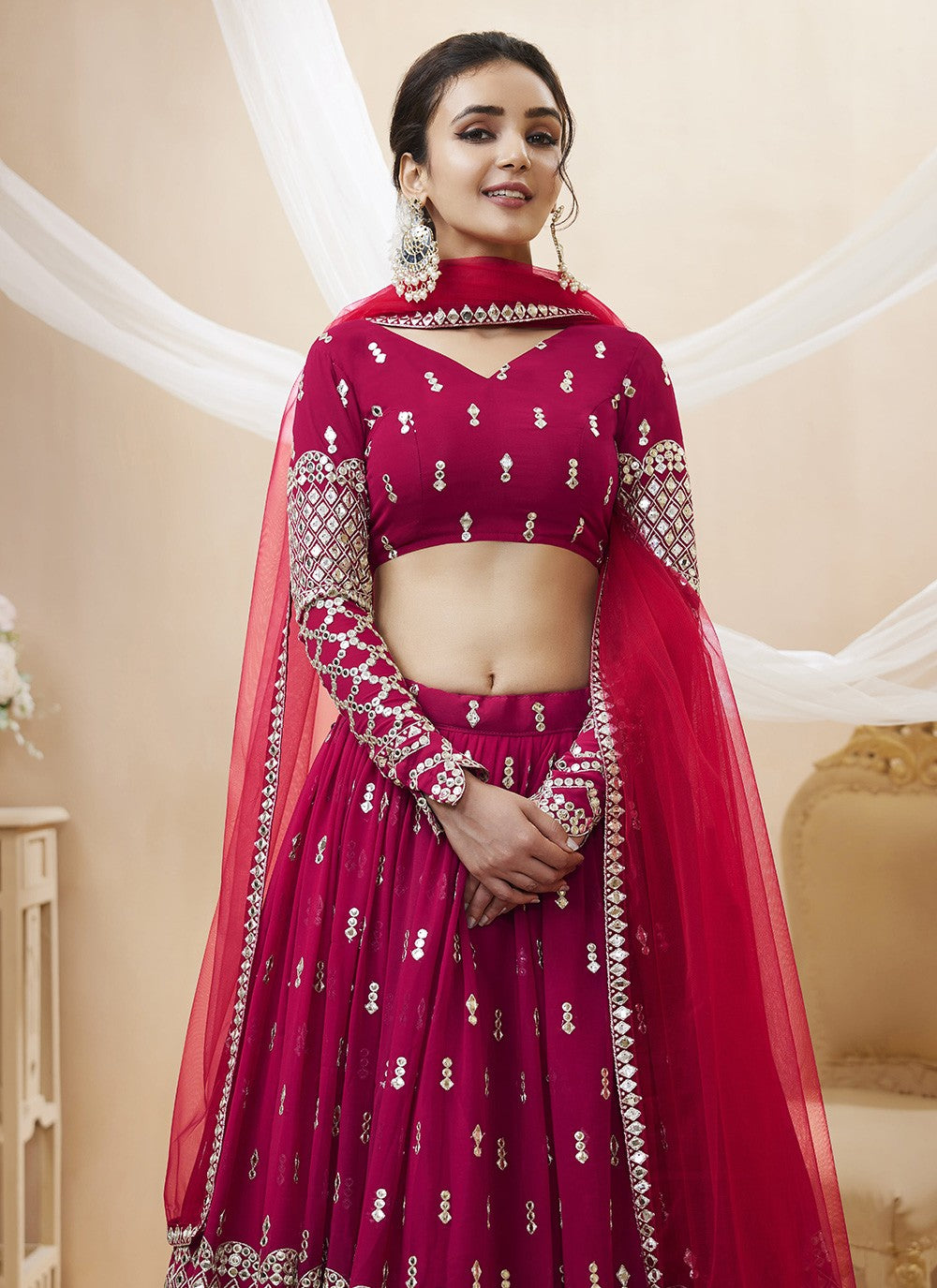 Embroidered Georgette A - Line Lehenga - L1031