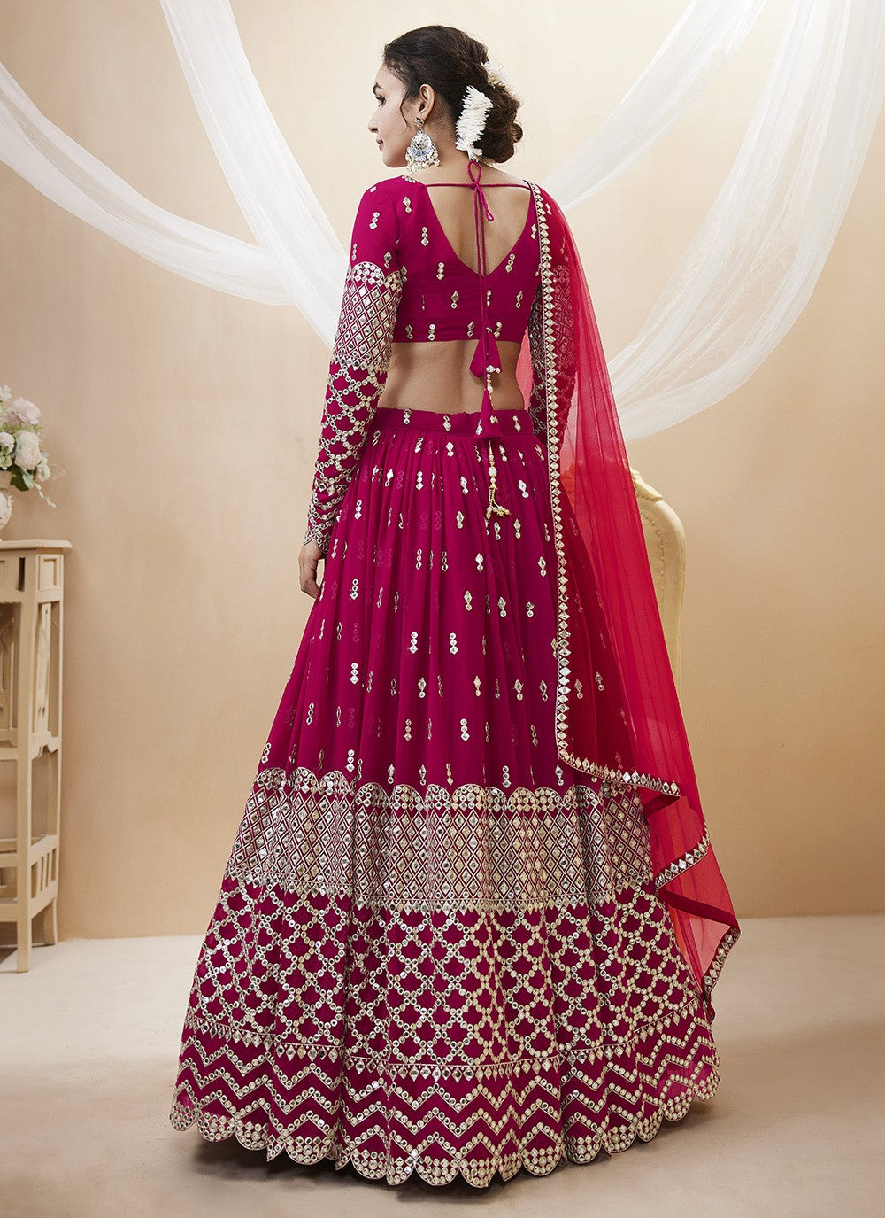 Embroidered Georgette A - Line Lehenga - L1031