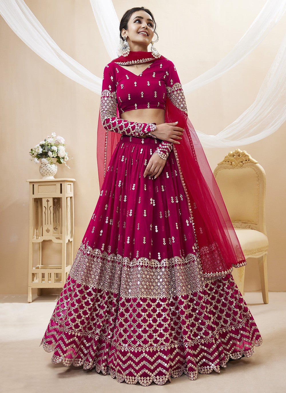 Embroidered Georgette A - Line Lehenga - L1031