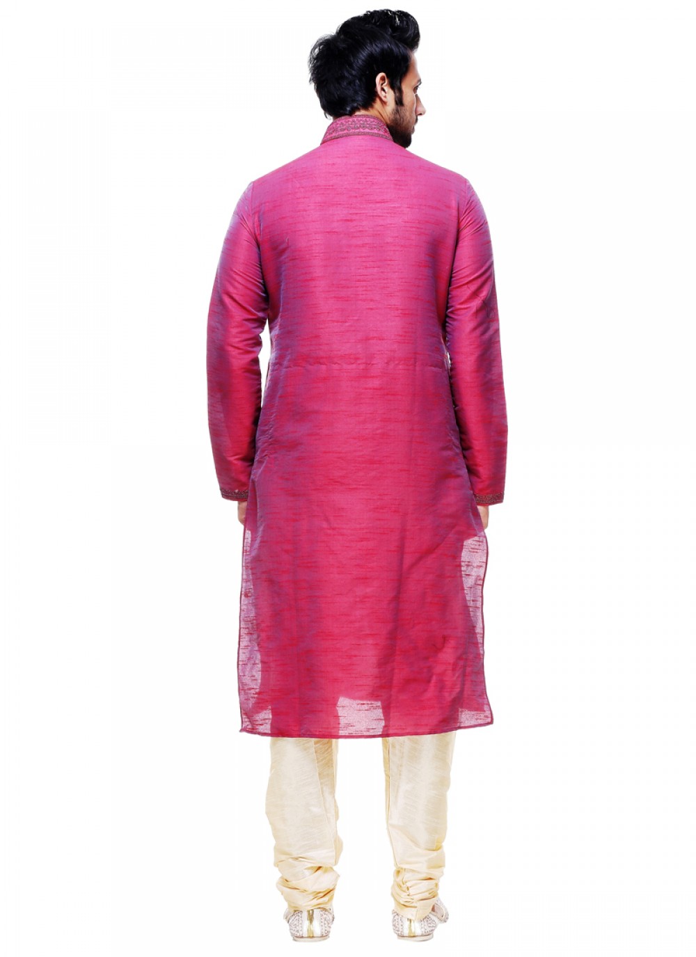 Plain Silk Hot Pink Kurta Pyjama - M1015