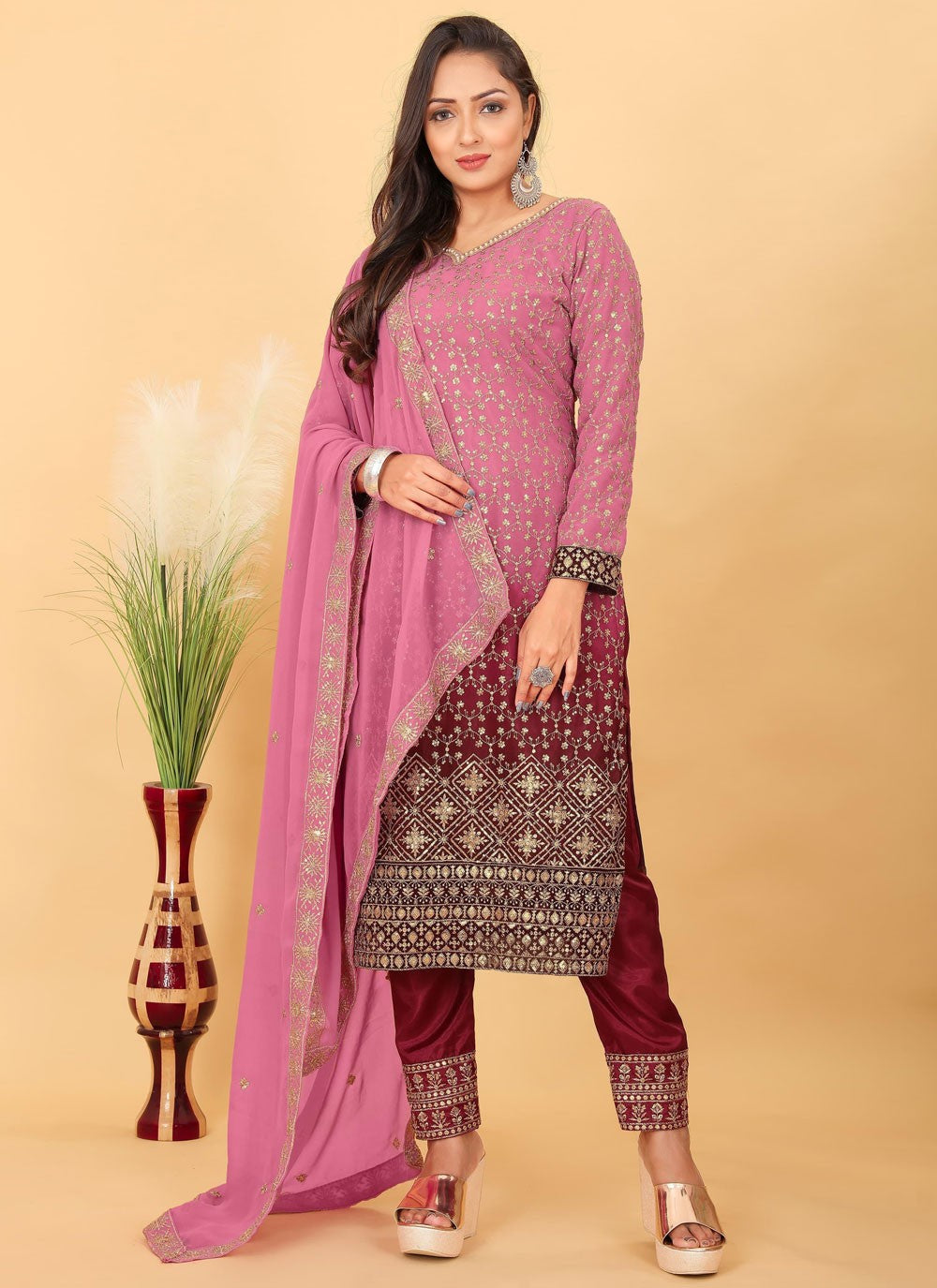 Faux Georgette Salwar Suit - T3696