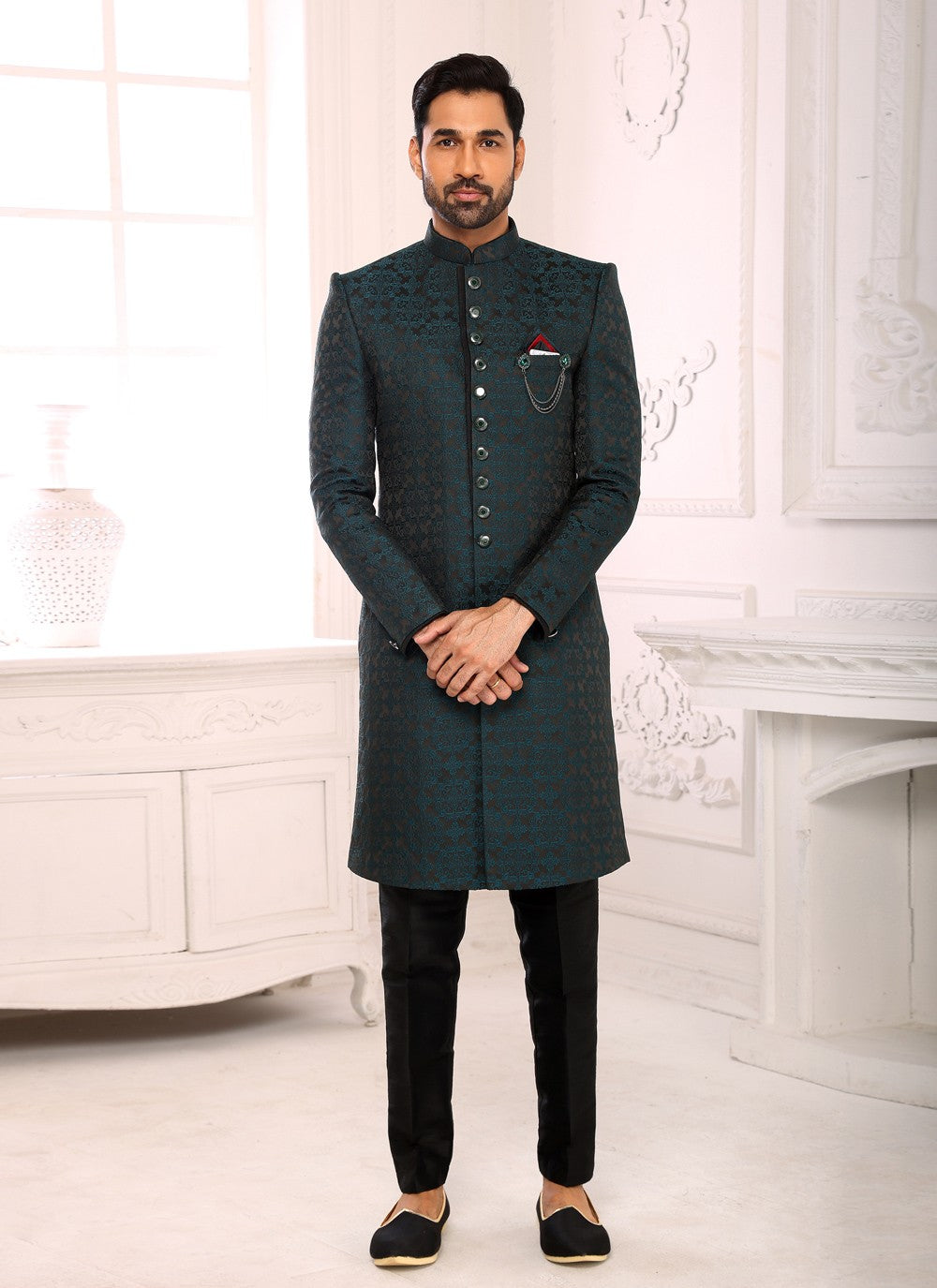 Jacquard Work Imported Rama Indo Western Sherwani - M3998