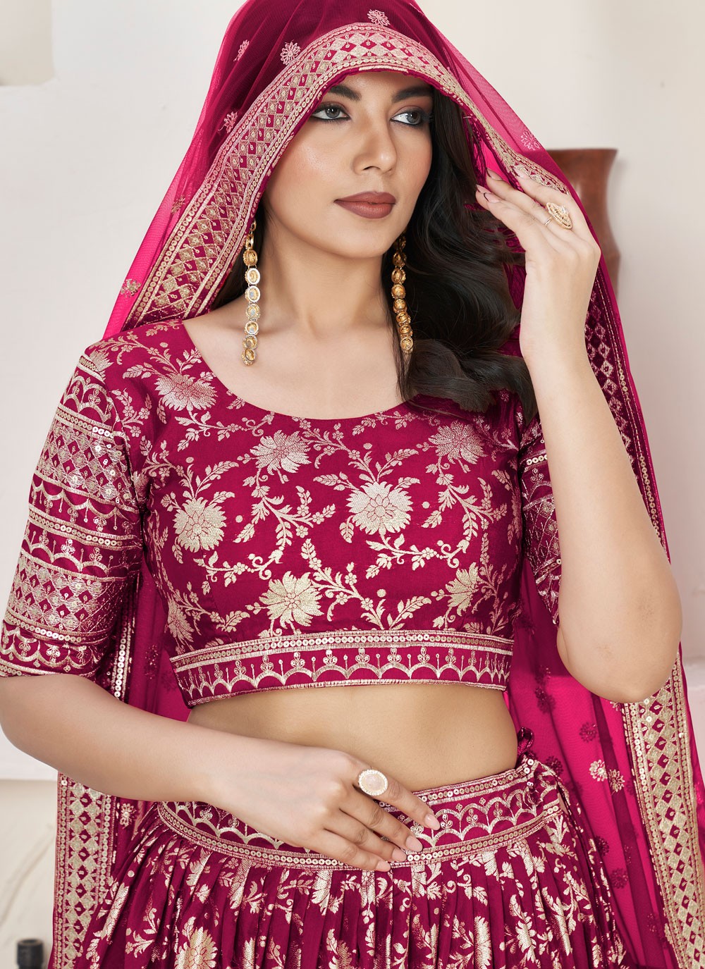 Embroidered Jacquard A - Line Lehenga - L1644