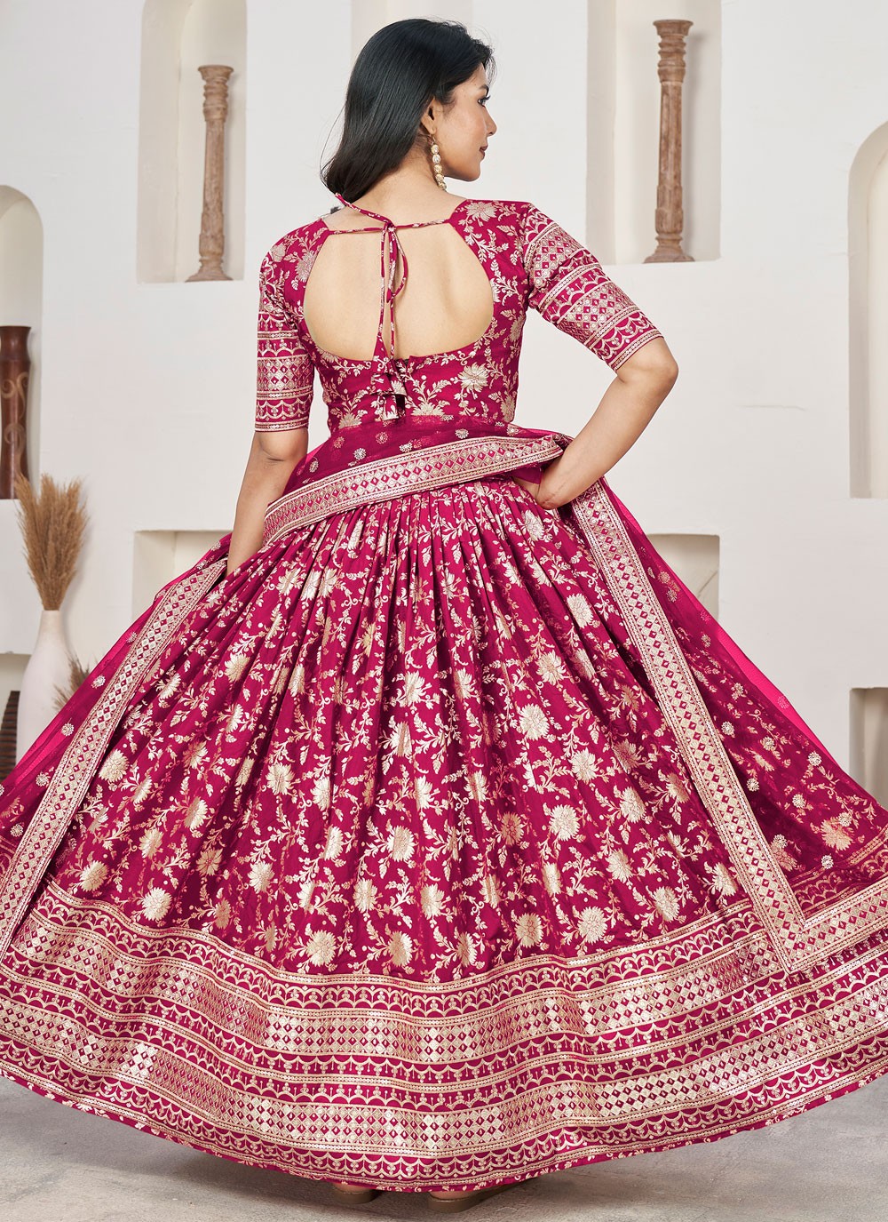 Embroidered Jacquard A - Line Lehenga - L1644