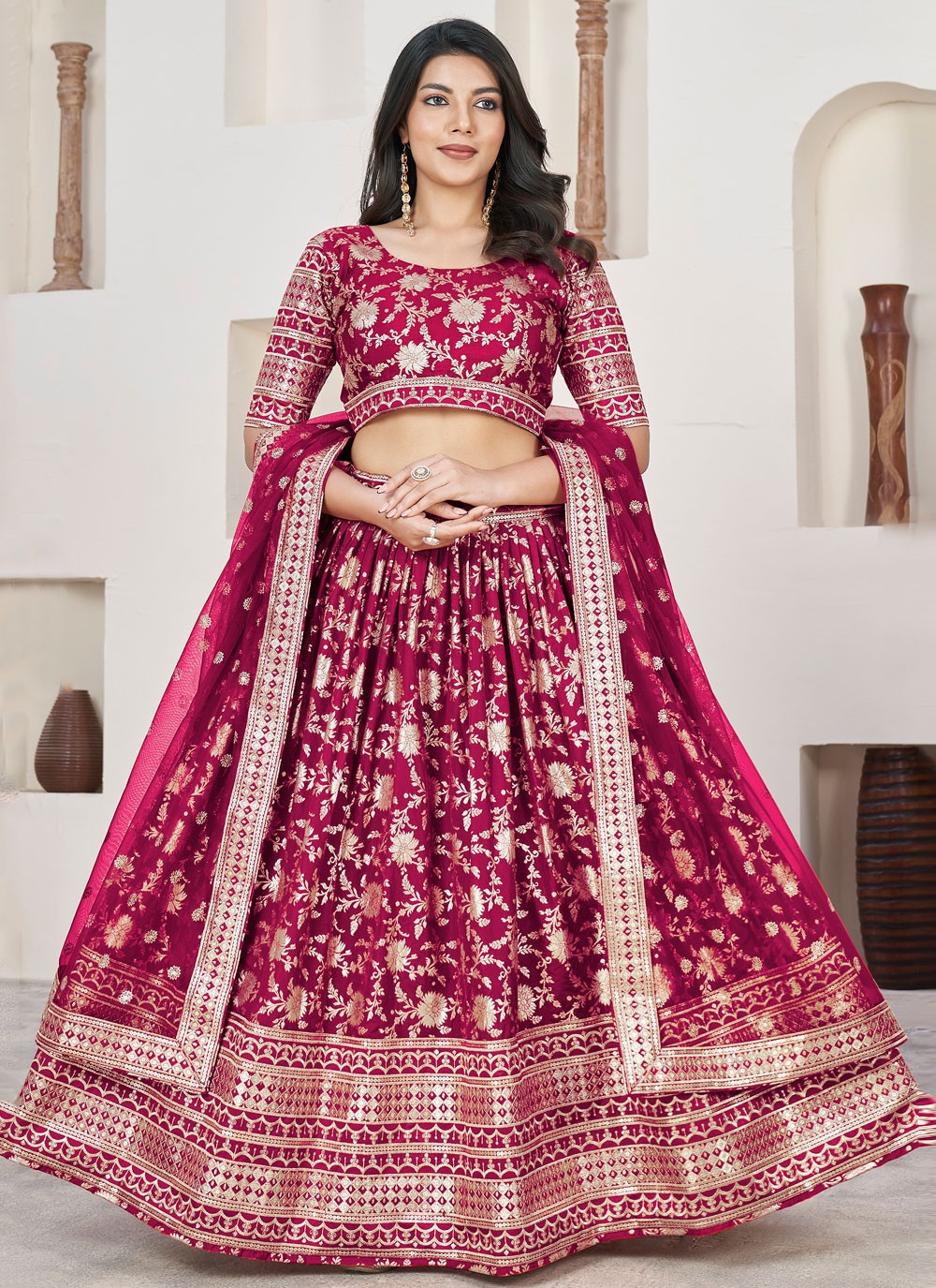 Embroidered Jacquard A - Line Lehenga - L1644