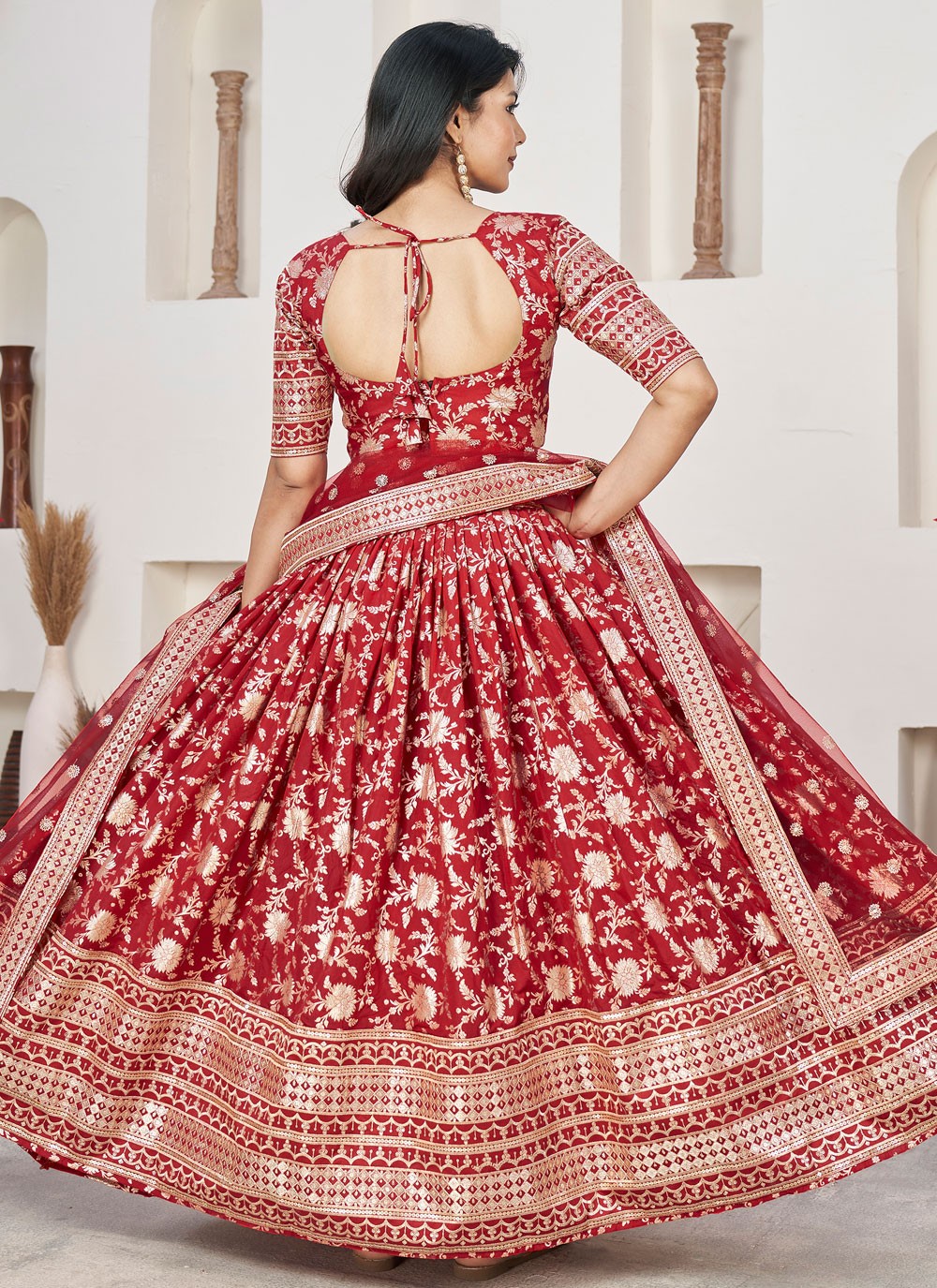 Embroidered Jacquard A - Line Lehenga - L1644