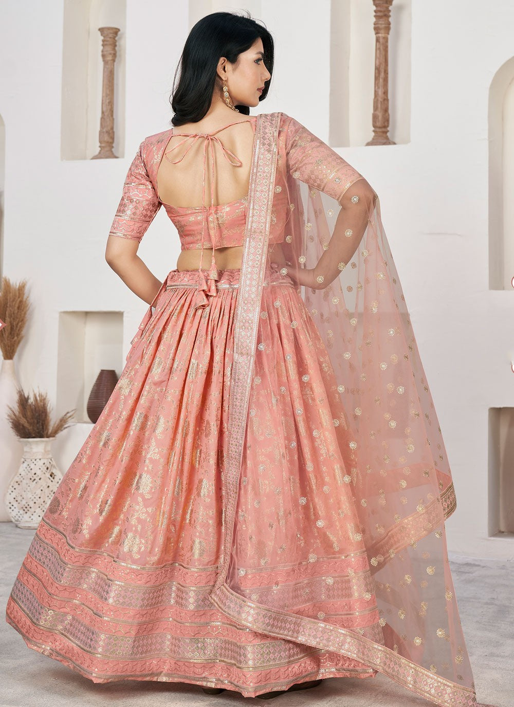 Embroidered Jacquard A - Line Lehenga - L1644