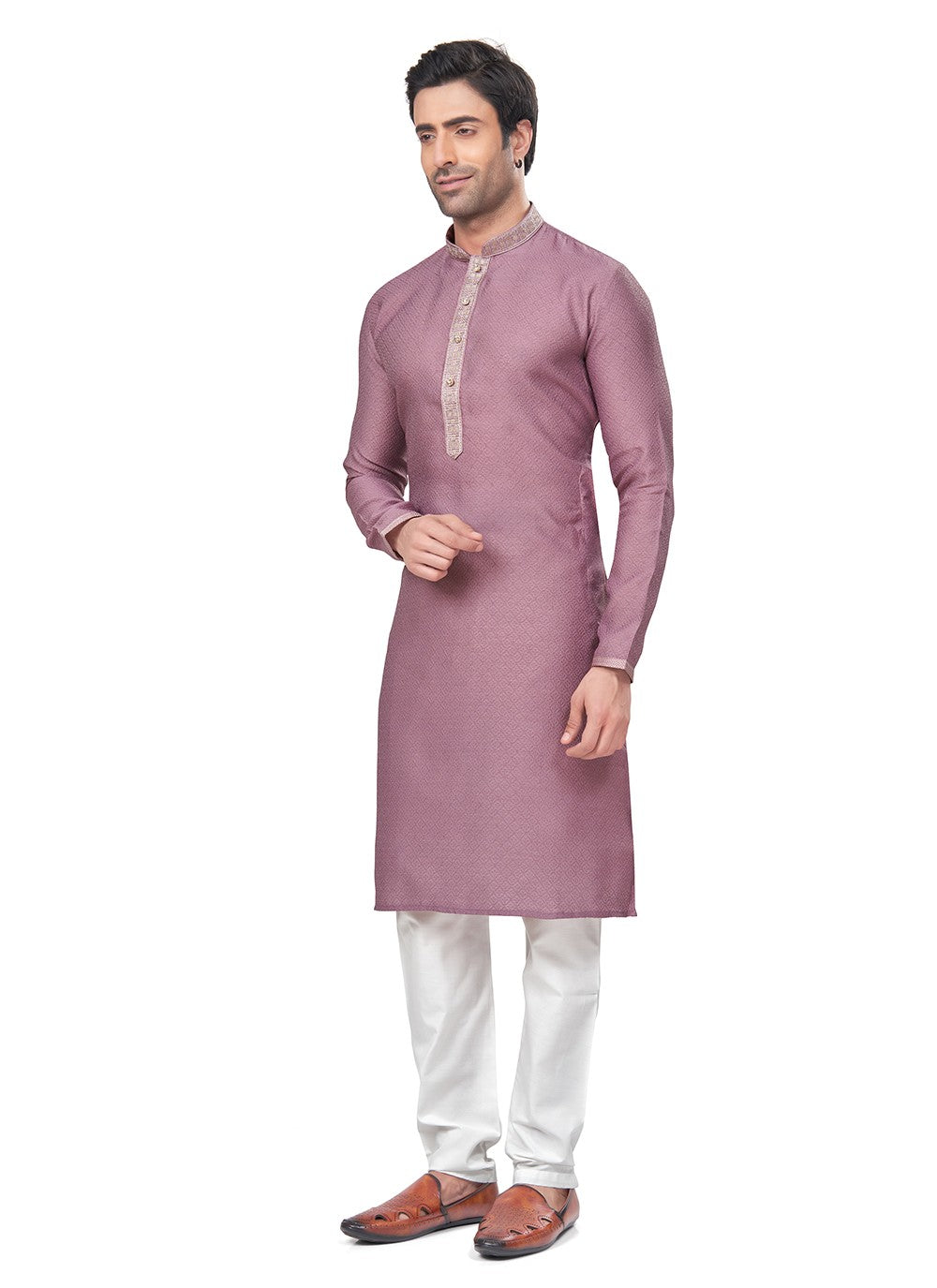 Mirror Jacquard Purple Kurta Pyjama - M8488