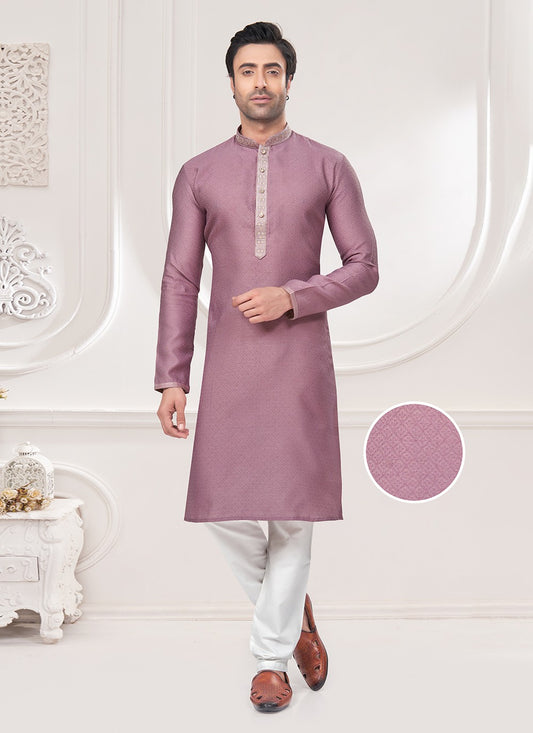 Mirror Jacquard Purple Kurta Pyjama - M8488