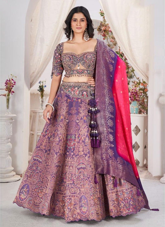 Embroidered Jacquard Readymade Lehenga Choli - L2779