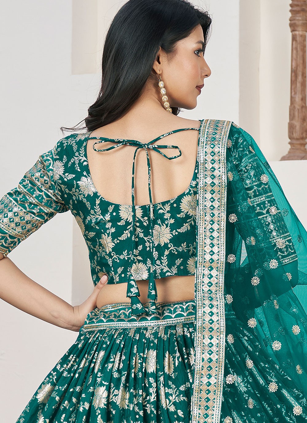 Embroidered Jacquard A - Line Lehenga - L1644