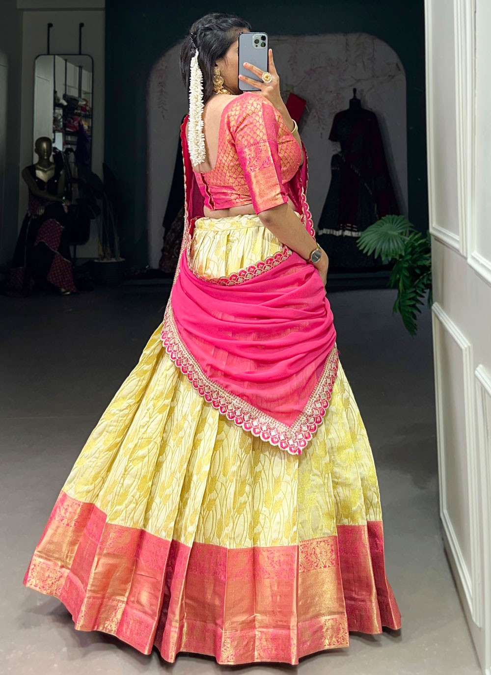 Weaving Zari Jacquard Silk A - Line Lehenga - L2230