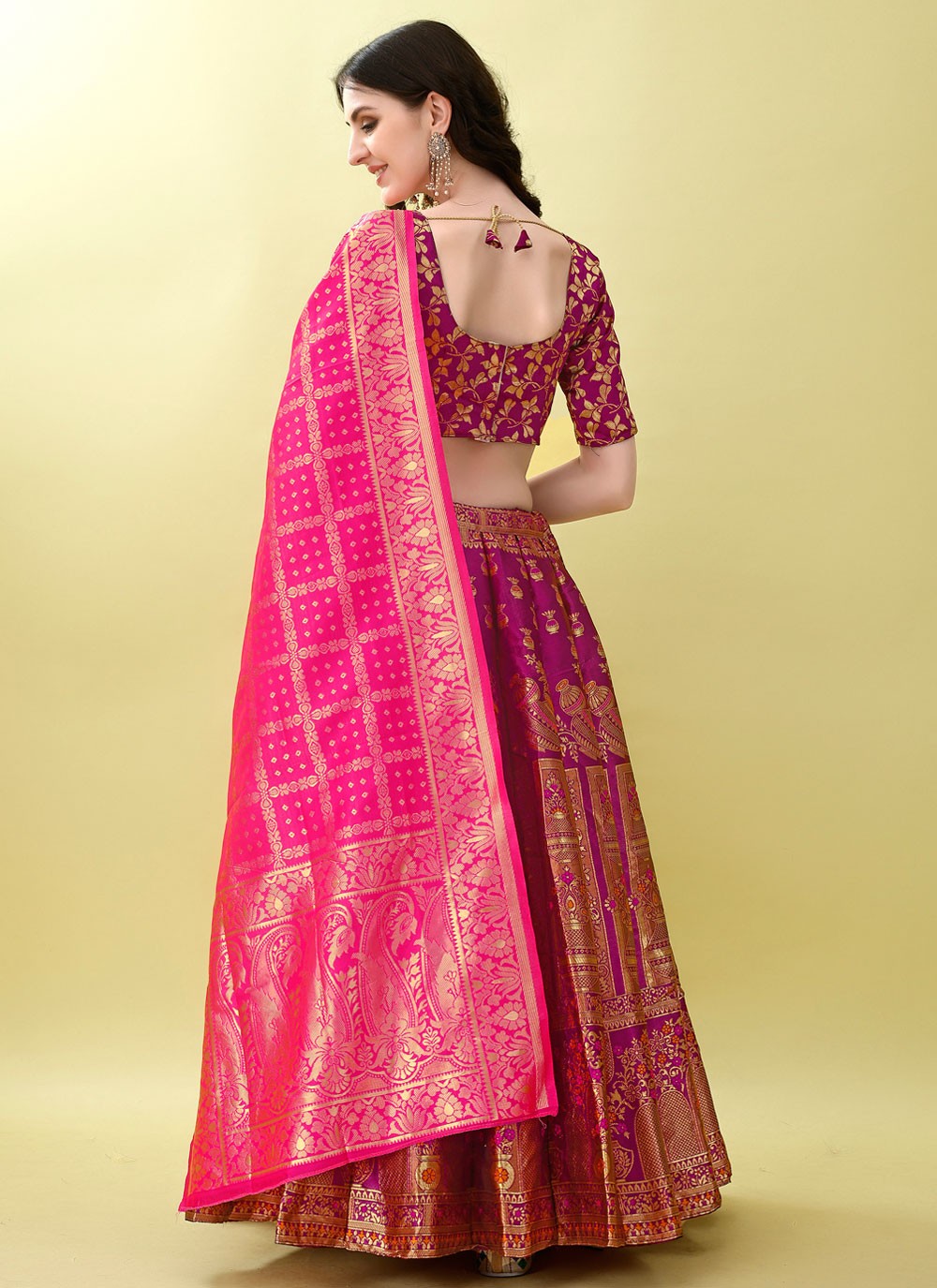 Jacquard Work Jacquard Silk A - Line Lehenga - L2168