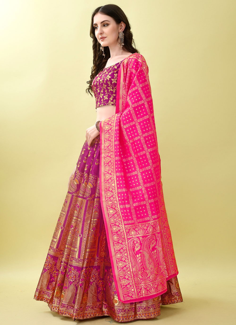 Jacquard Work Jacquard Silk A - Line Lehenga - L2168