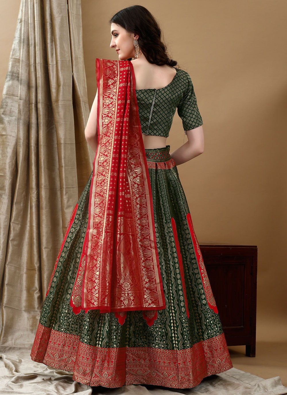 Jacquard Work Jacquard Silk A - Line Lehenga - L2168