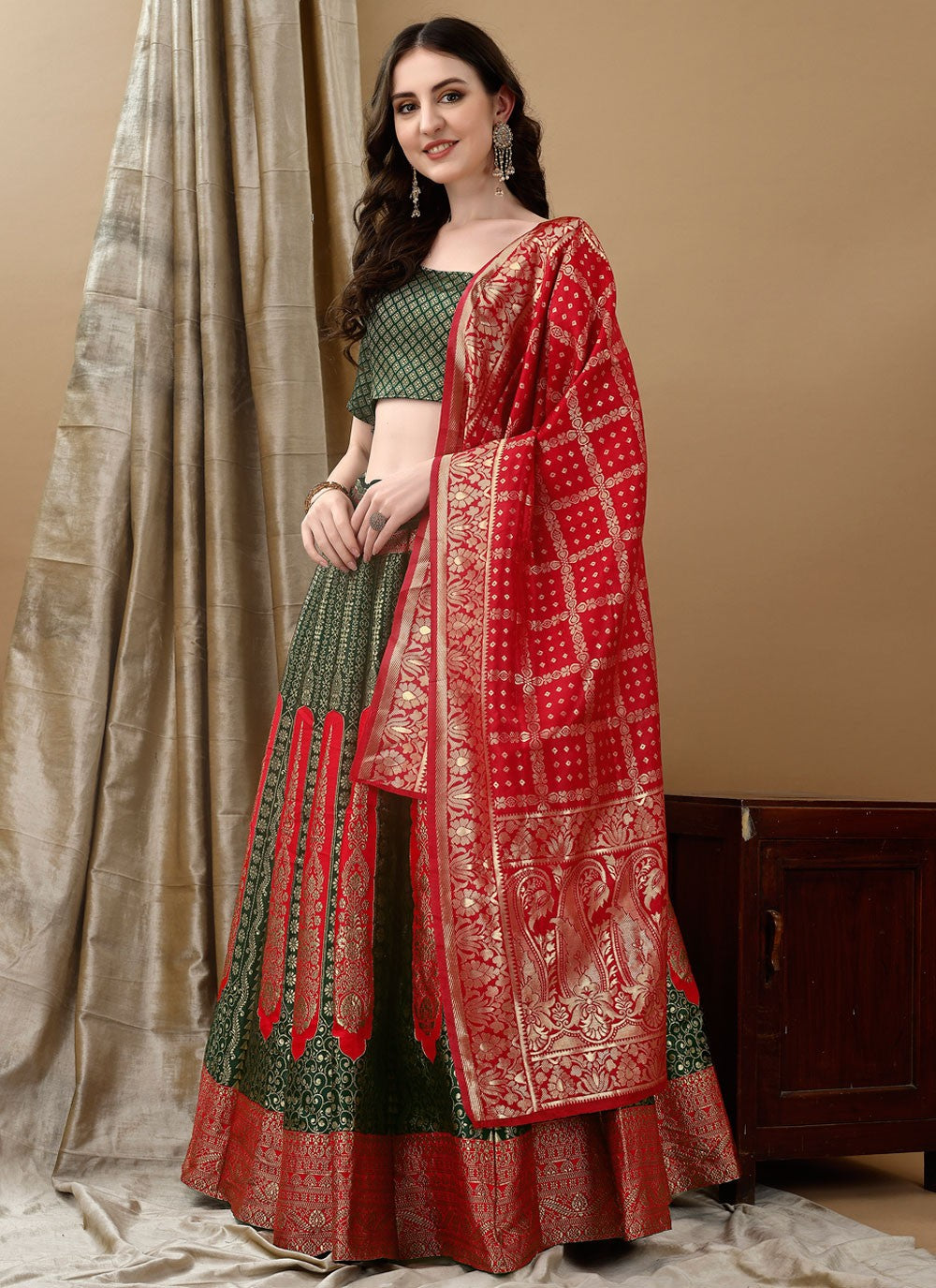 Jacquard Work Jacquard Silk A - Line Lehenga - L2168