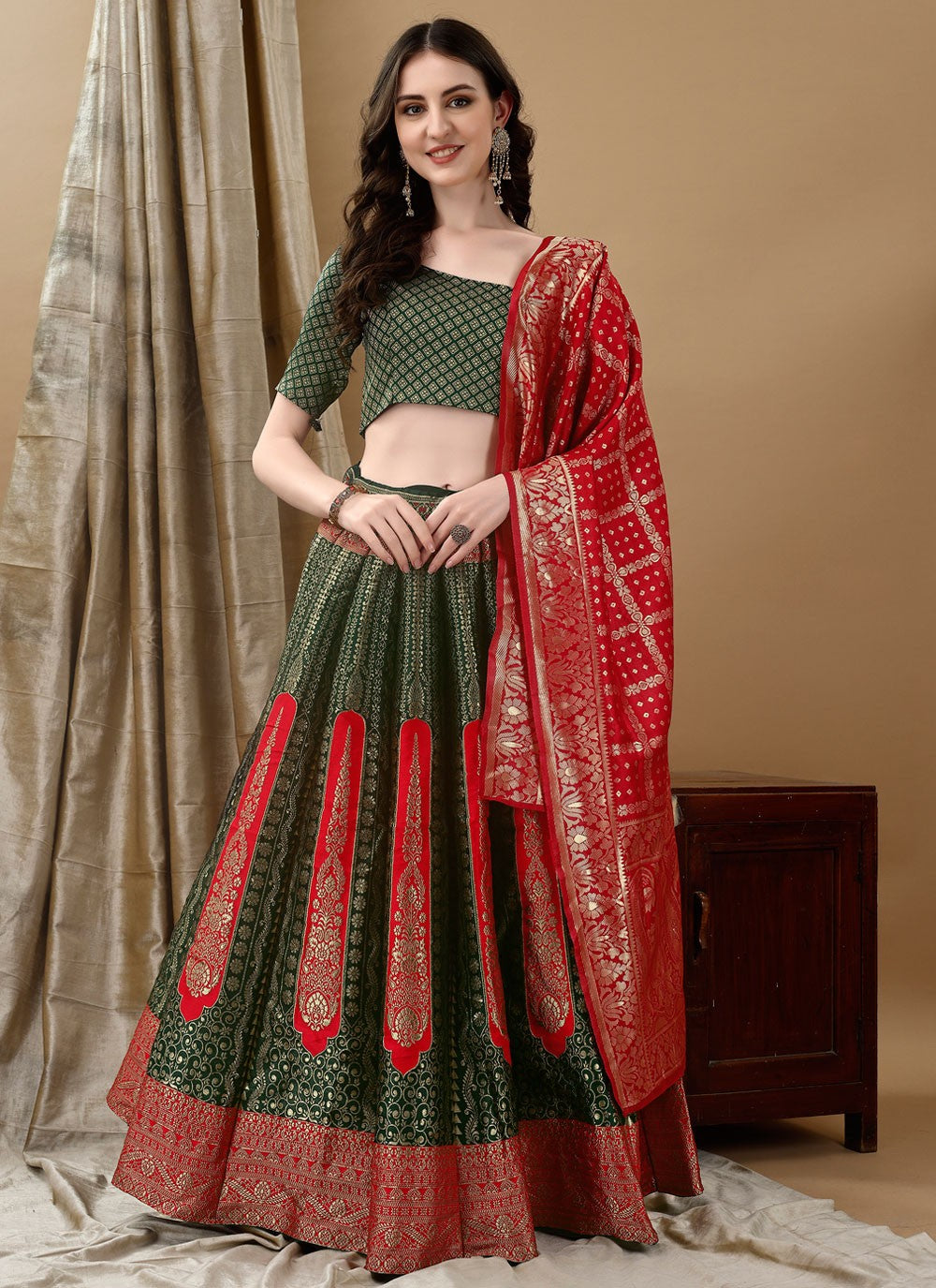 Jacquard Work Jacquard Silk A - Line Lehenga - L2168