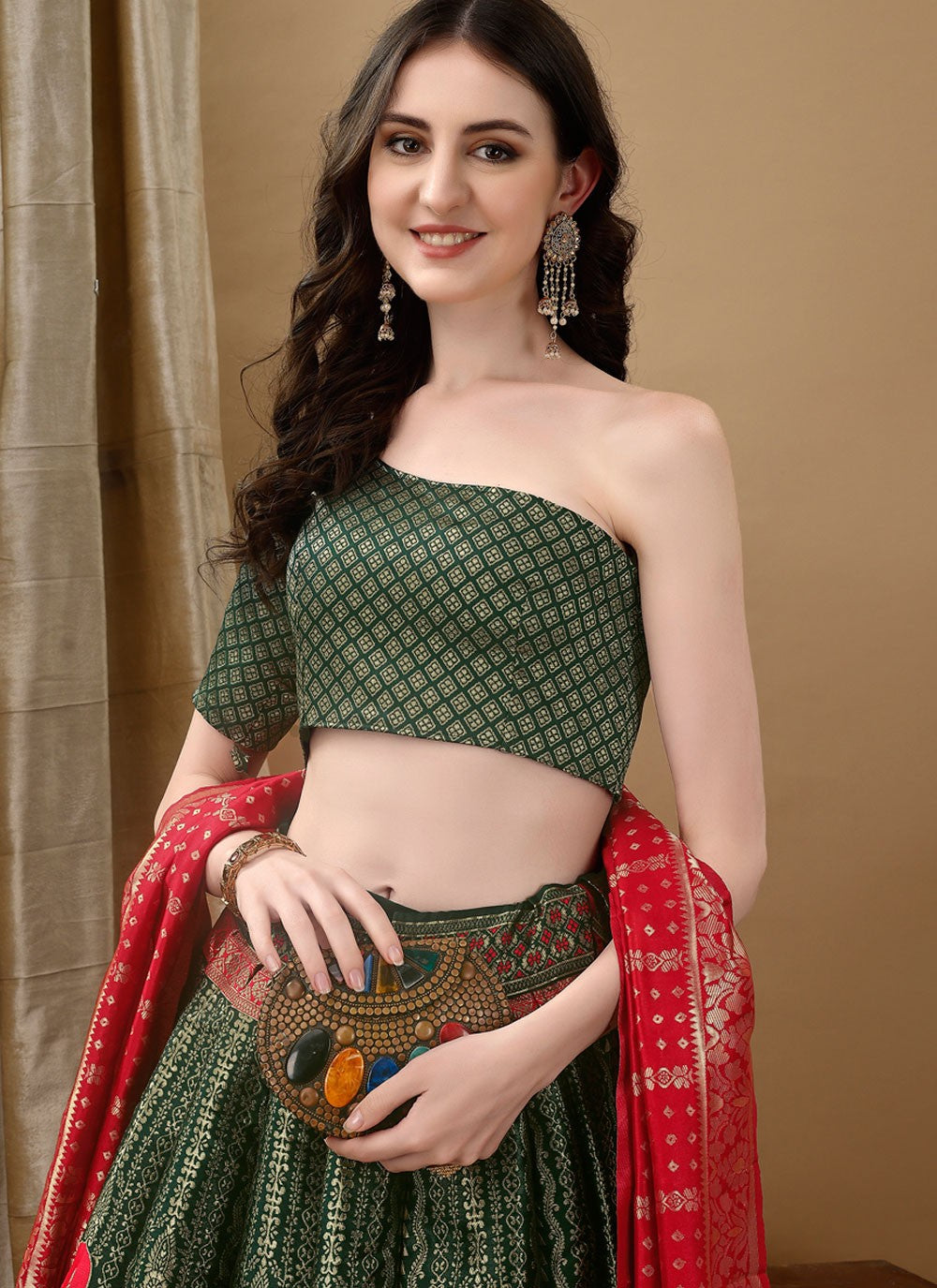 Jacquard Work Jacquard Silk A - Line Lehenga - L2168