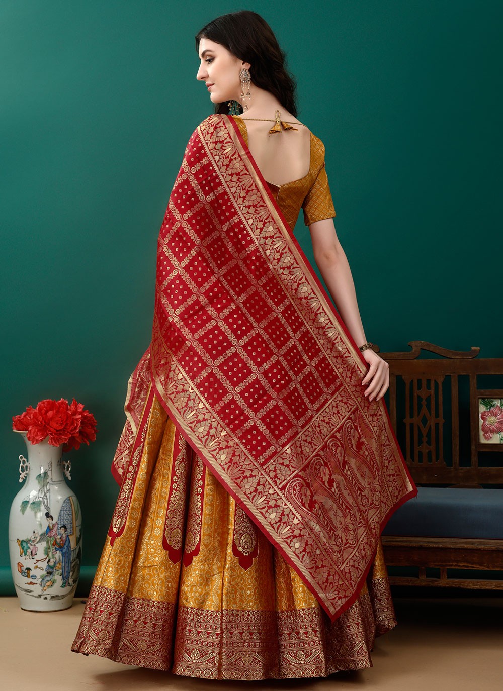 Jacquard Work Jacquard Silk A - Line Lehenga - L2168