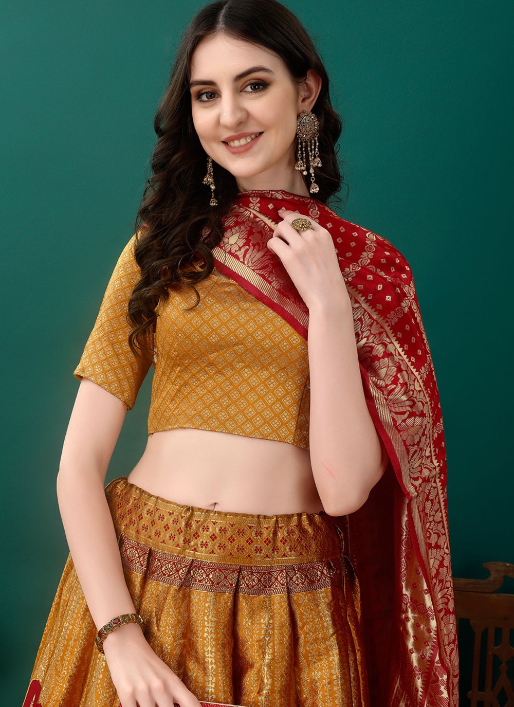 Jacquard Work Jacquard Silk A - Line Lehenga - L2168