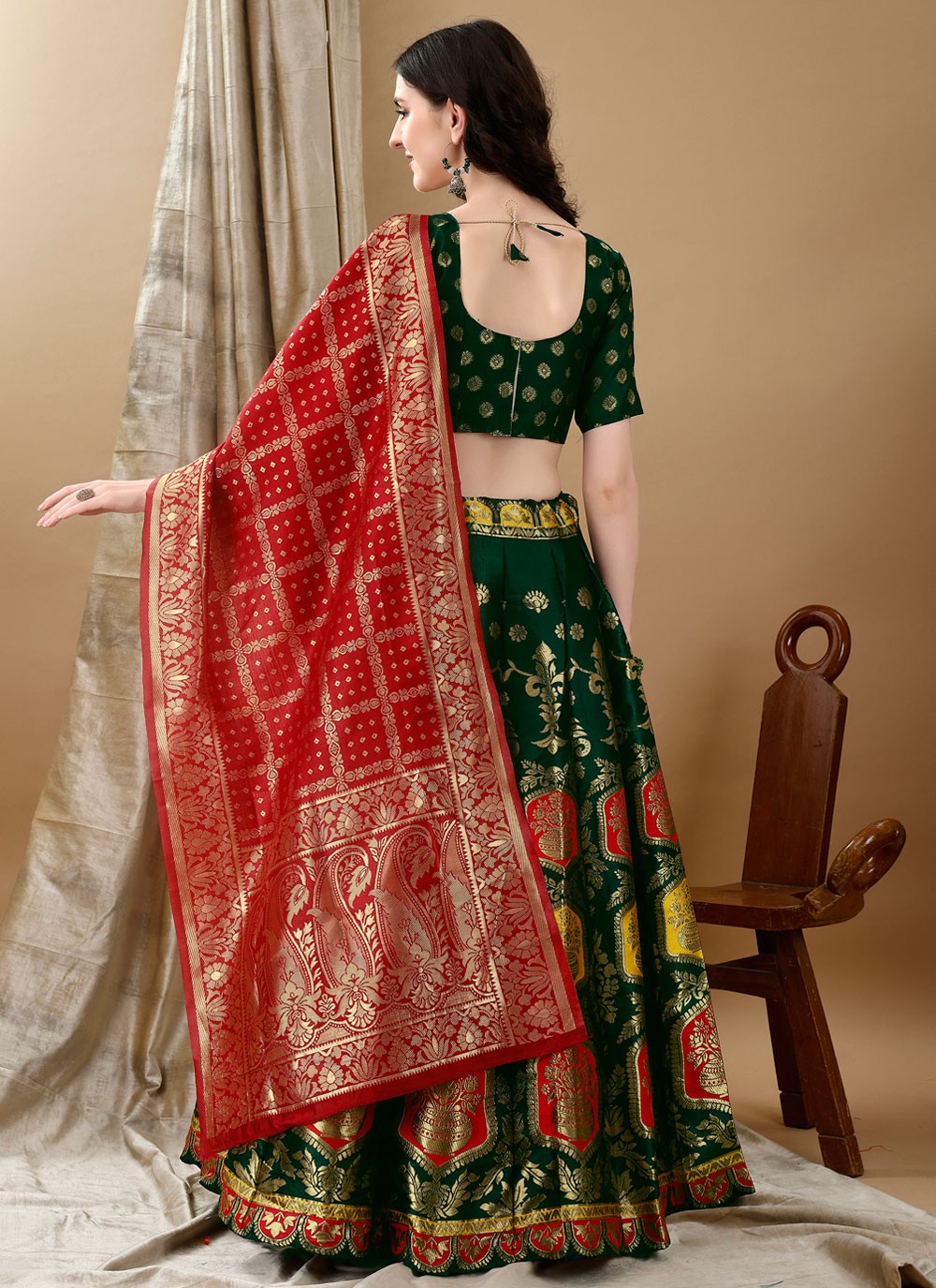 Jacquard Work Jacquard Silk A - Line Lehenga - L2180