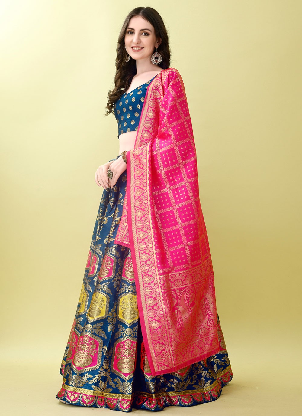 Jacquard Work Jacquard Silk A - Line Lehenga - L2168