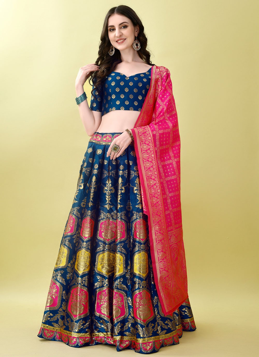 Jacquard Work Jacquard Silk A - Line Lehenga - L2168