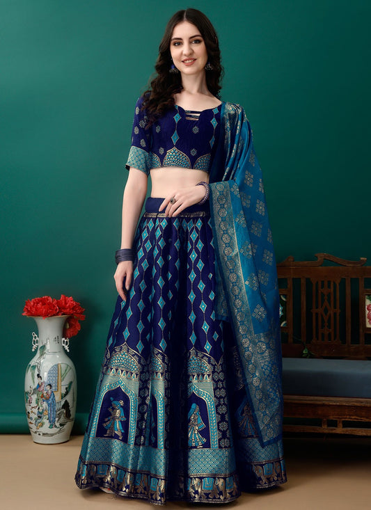 Jacquard Work Jacquard Silk A - Line Lehenga - L2157