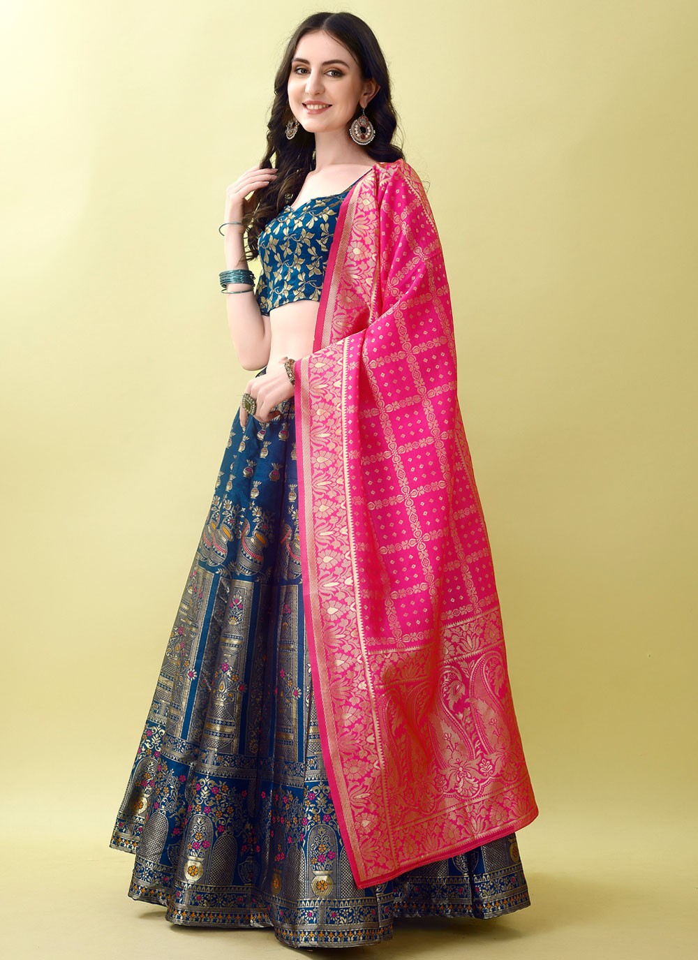 Jacquard Work Jacquard Silk A - Line Lehenga - L2168