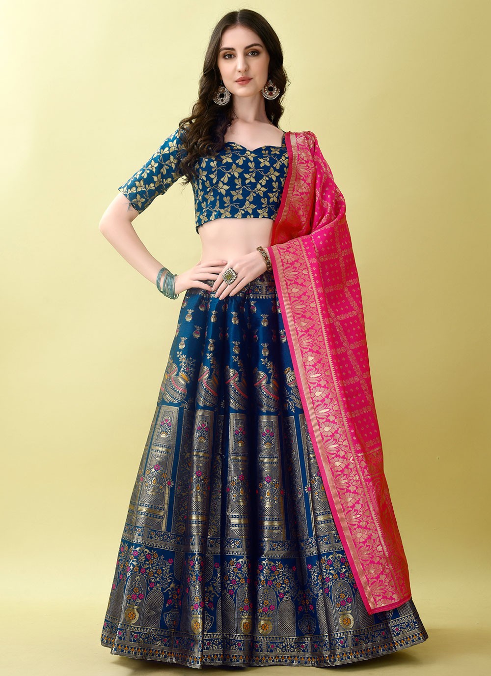 Jacquard Work Jacquard Silk A - Line Lehenga - L2168