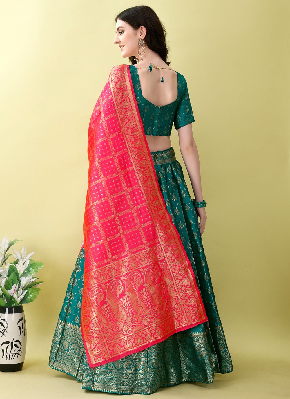 Jacquard Work Jacquard Silk A - Line Lehenga - L2180